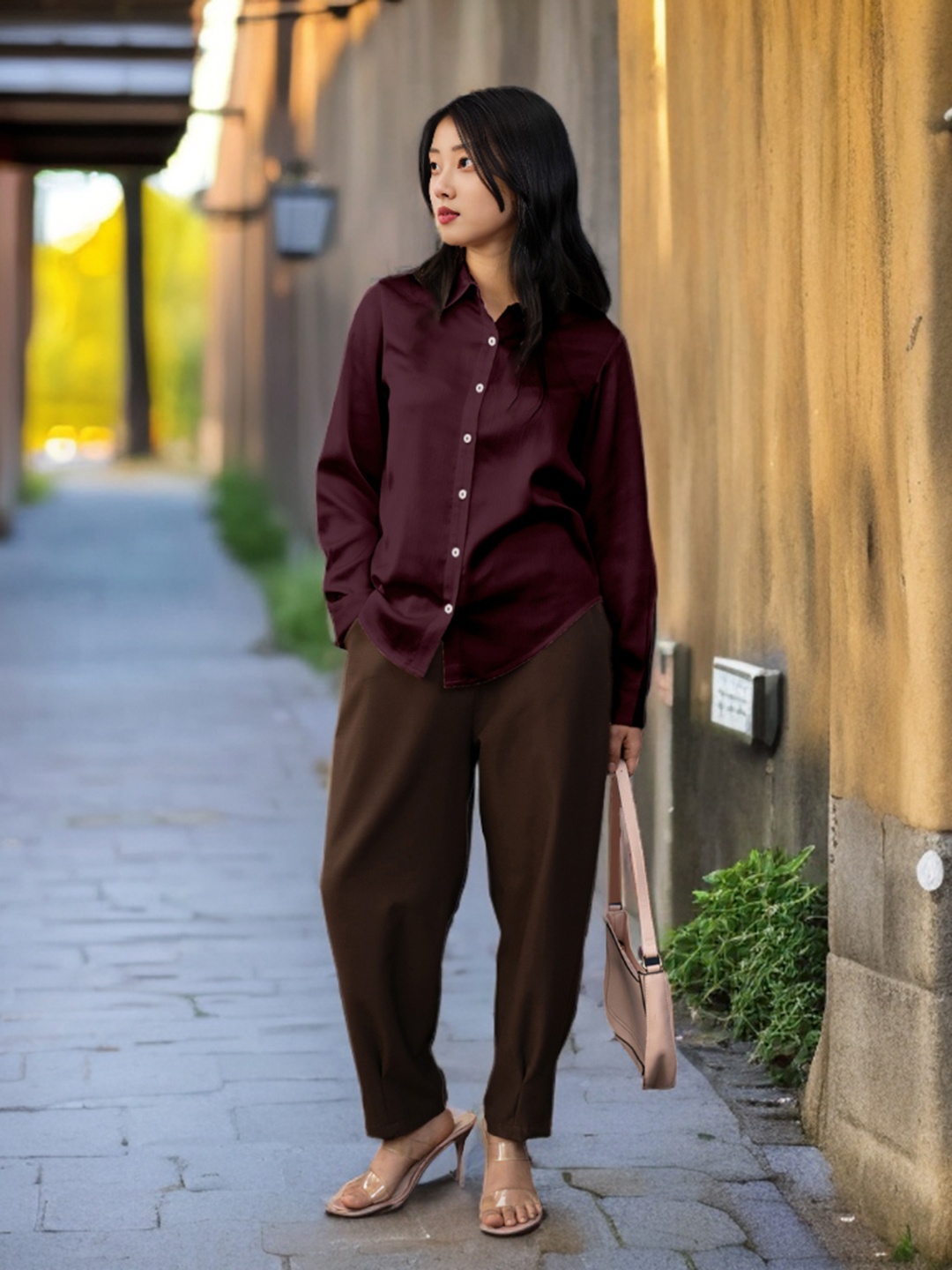 

Zink Studio Spread Collar Casual Shirt, Maroon