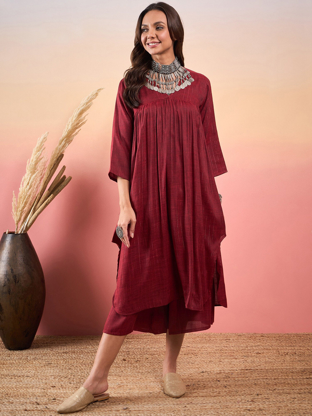 

InWeave Empire Kurta with Palazzos, Red