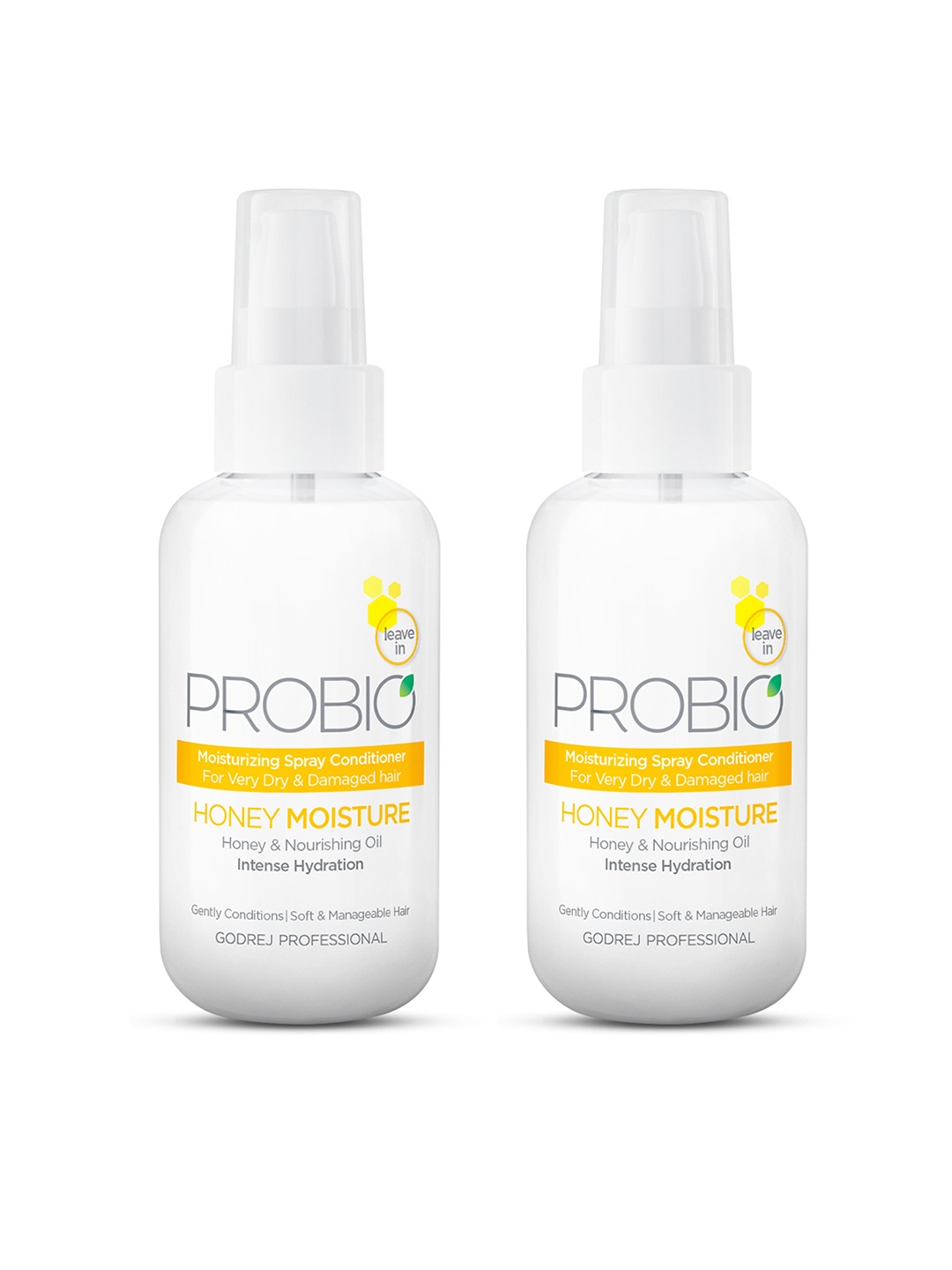 

Godrej Professional Set of 2 Probio Honey Moisture Spray Conditioner - 100 ml Each, White