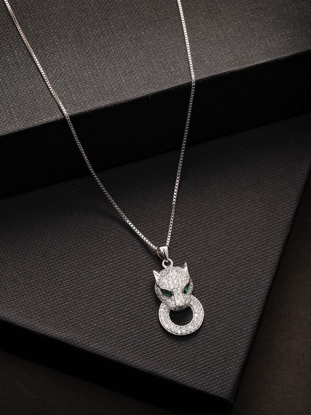 

PRIONI 925 Sterling Silver Rhodium-Plated CZ Pendant With Chain