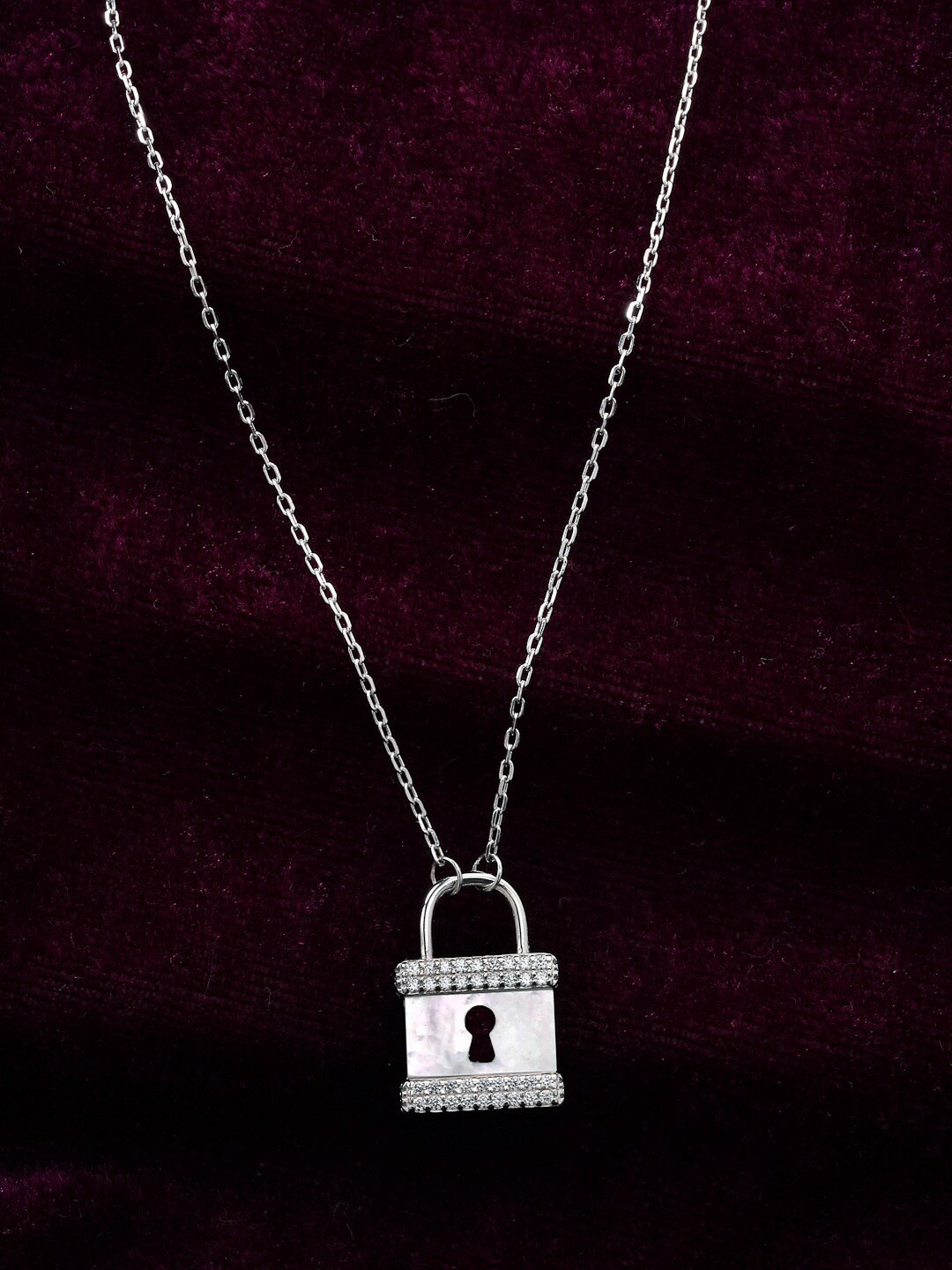 

PRIONI 925 Sterling Silver Rose Gold-Plated CZ-Studded Pendant With Chain