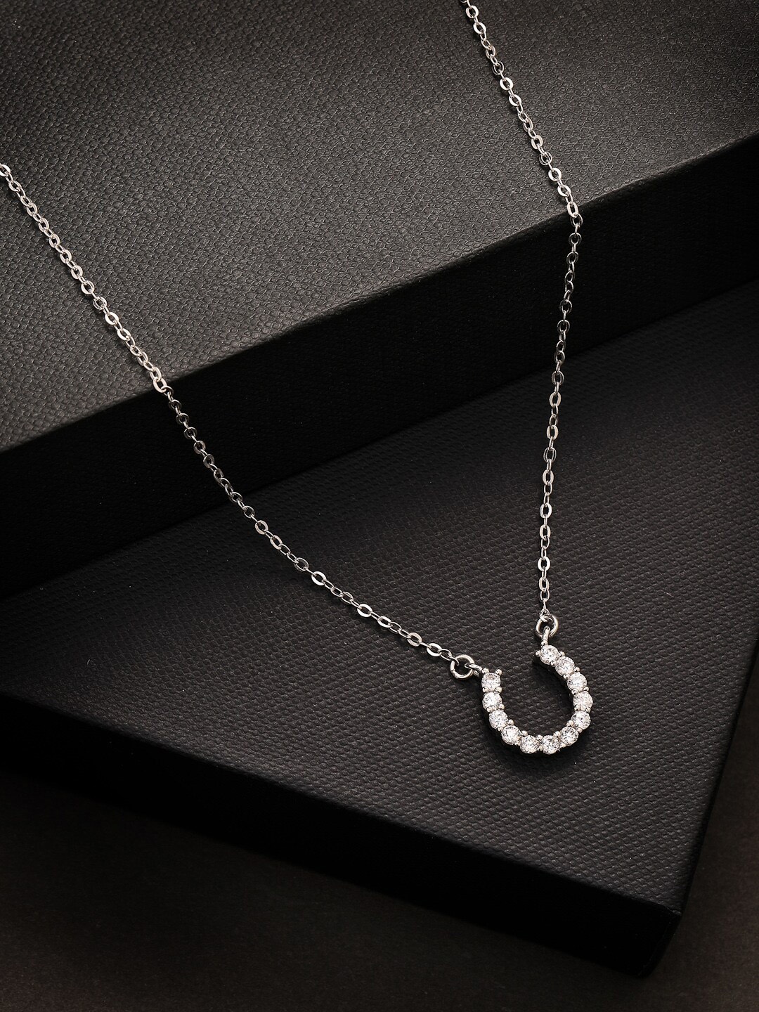 

PRIONI 925 Sterling Silver Rhodium-Plated CZ-Studded Panther Pendant With Chain