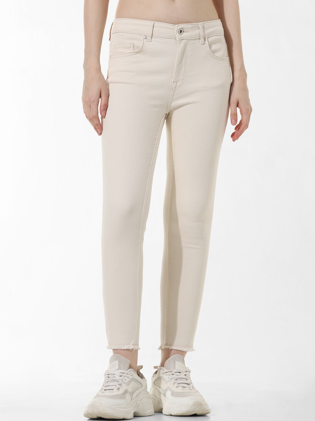 

ONLY Onlblush Mid Women Skinny Fit Clean Look Stretchable Jeans, Off white