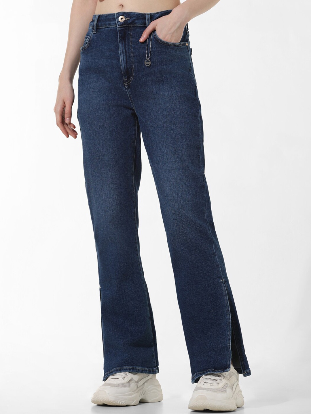 

ONLY Women Flared Clean Look Light Fade Stretchable Jeans, Blue