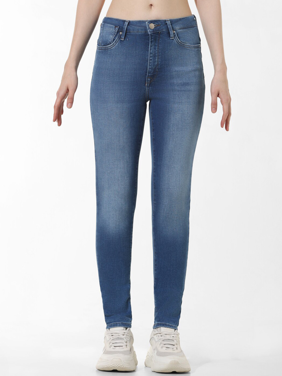

ONLY Onlforever Women Skinny Fit Heavy Fade Stretchable Jeans, Blue