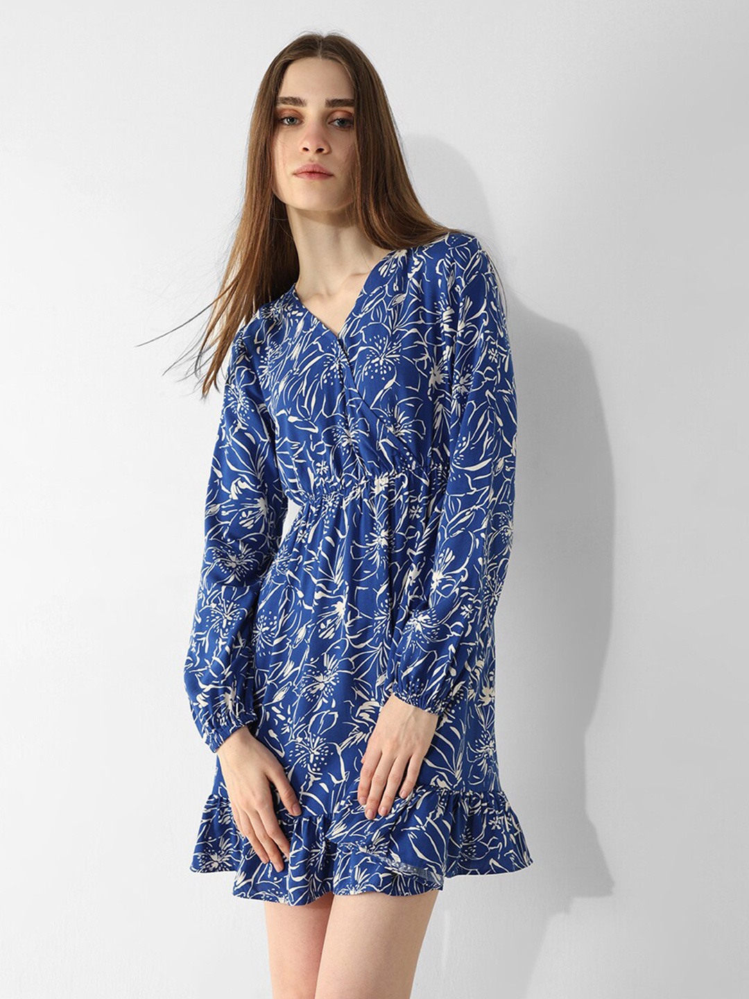 

ONLY Floral Printed Fit & Flare Mini Dress, Blue