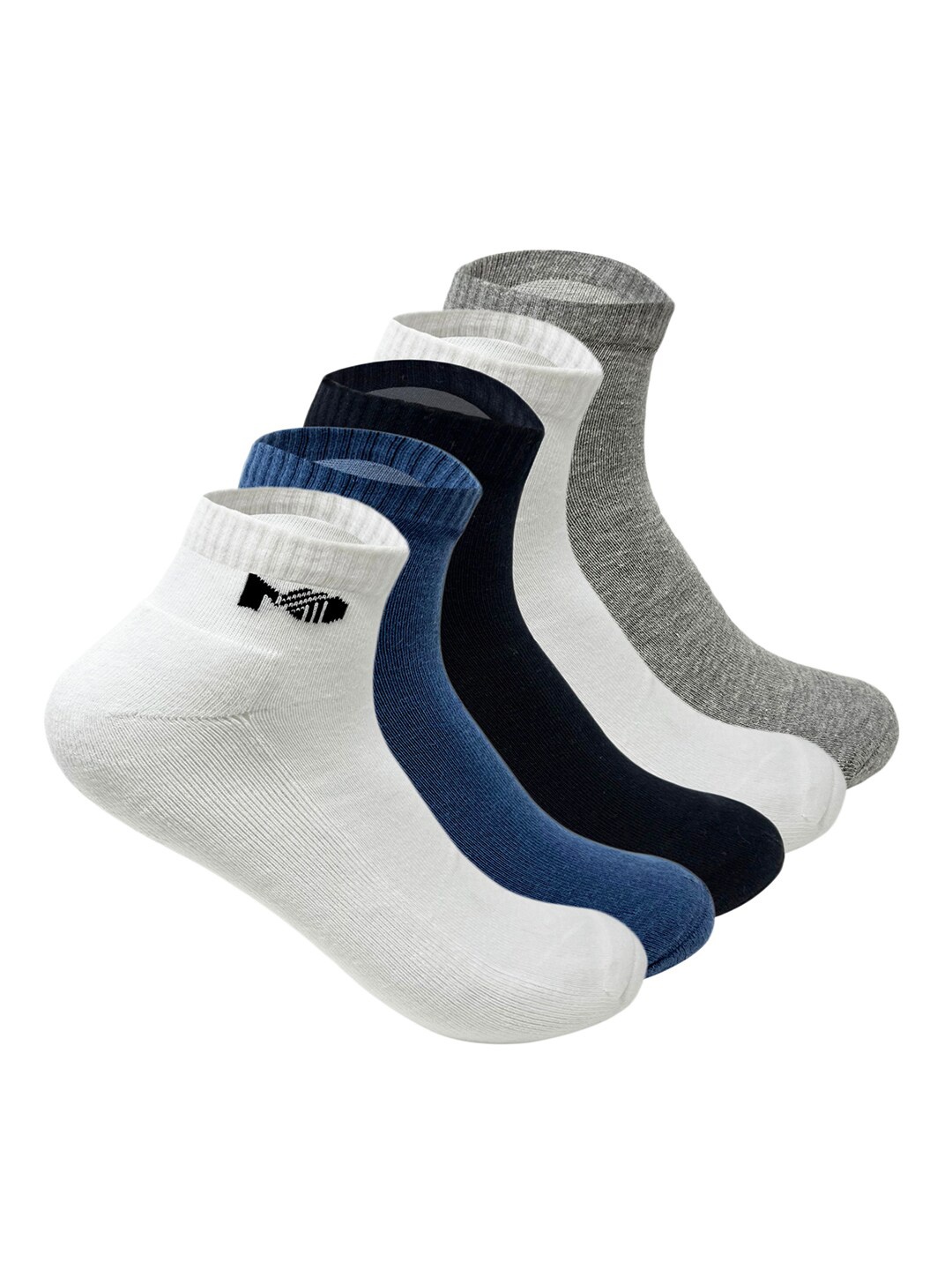 

Mint & Oak Men Pack of 5 Cushioned Ankle-Length Socks, Grey
