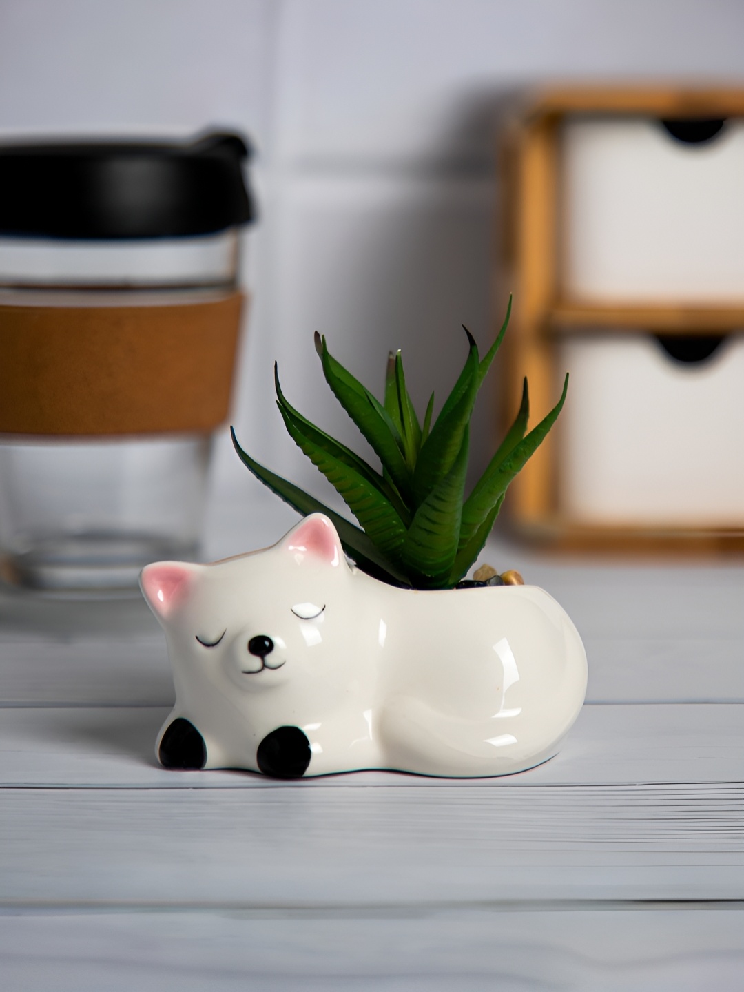 

Anko White Succulent Artificial Plant With Pot