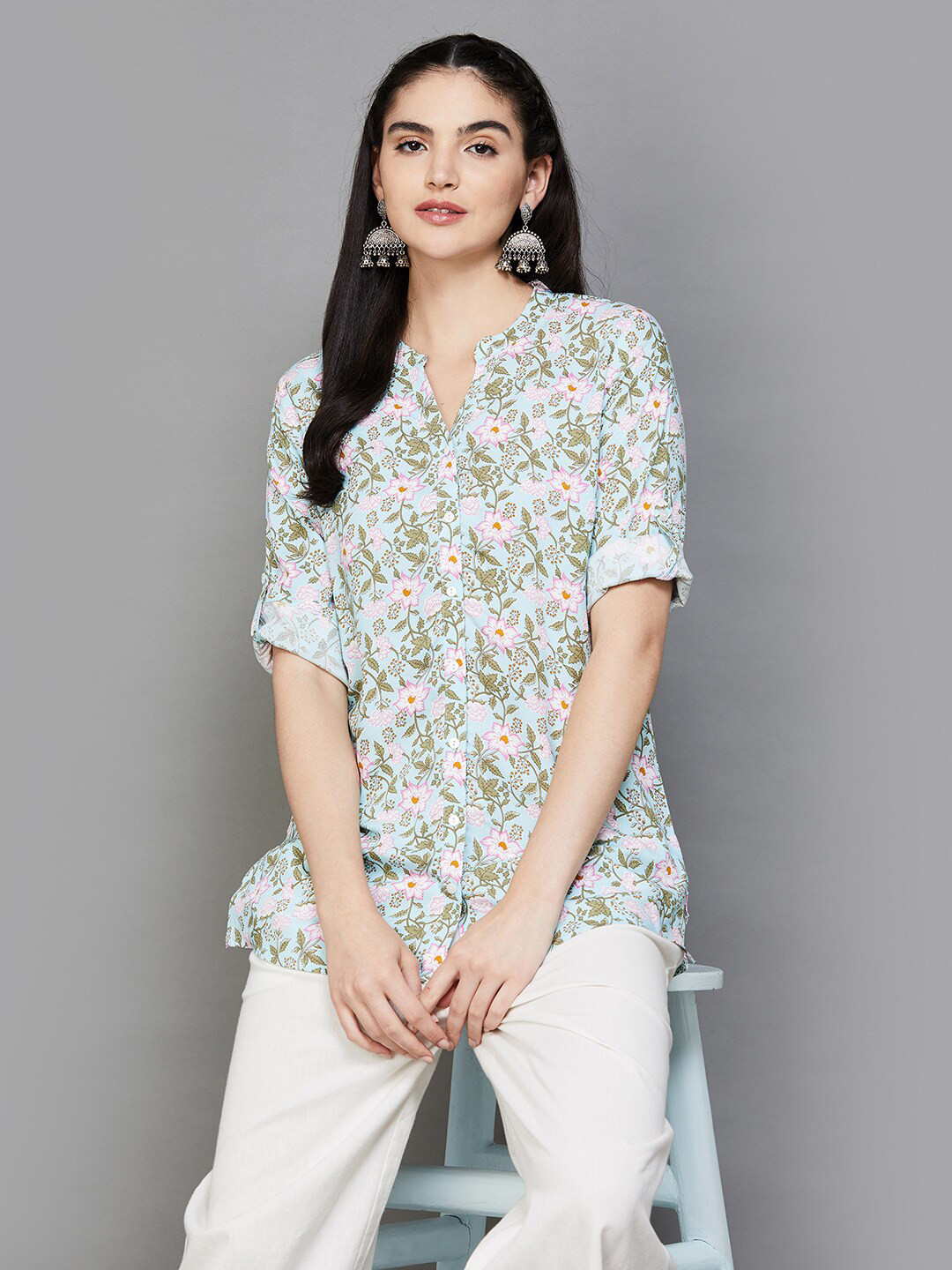 

Melange by Lifestyle Floral Printed Kurti, Blue