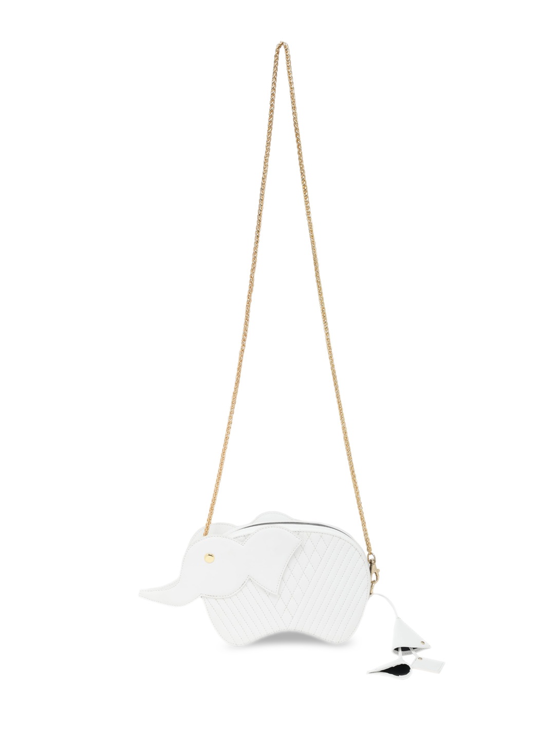 

IMMRI Textured Leather Structured Sling Bag, White