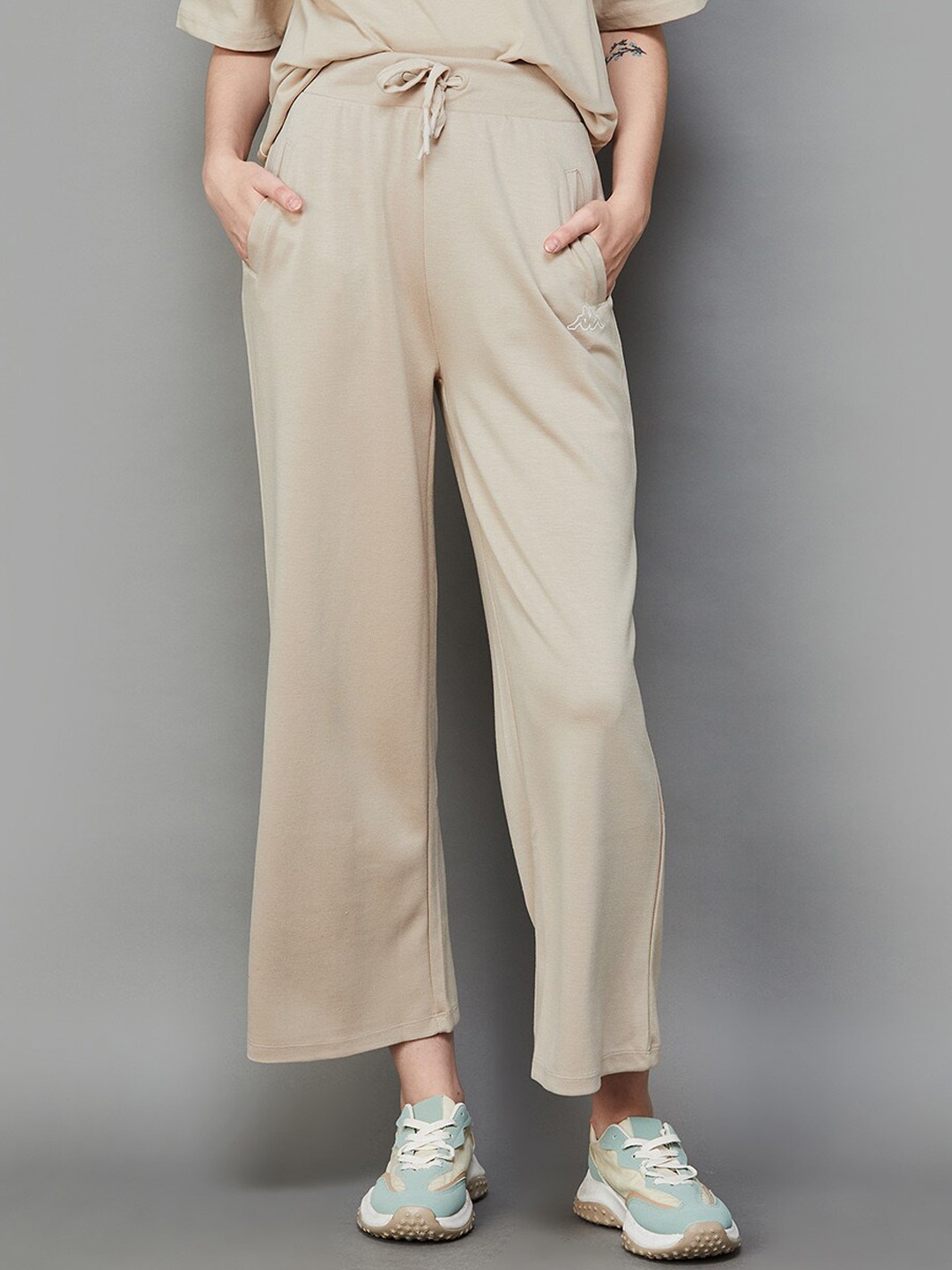 

Kappa Women Mid-Rise Parallel Trousers, Beige