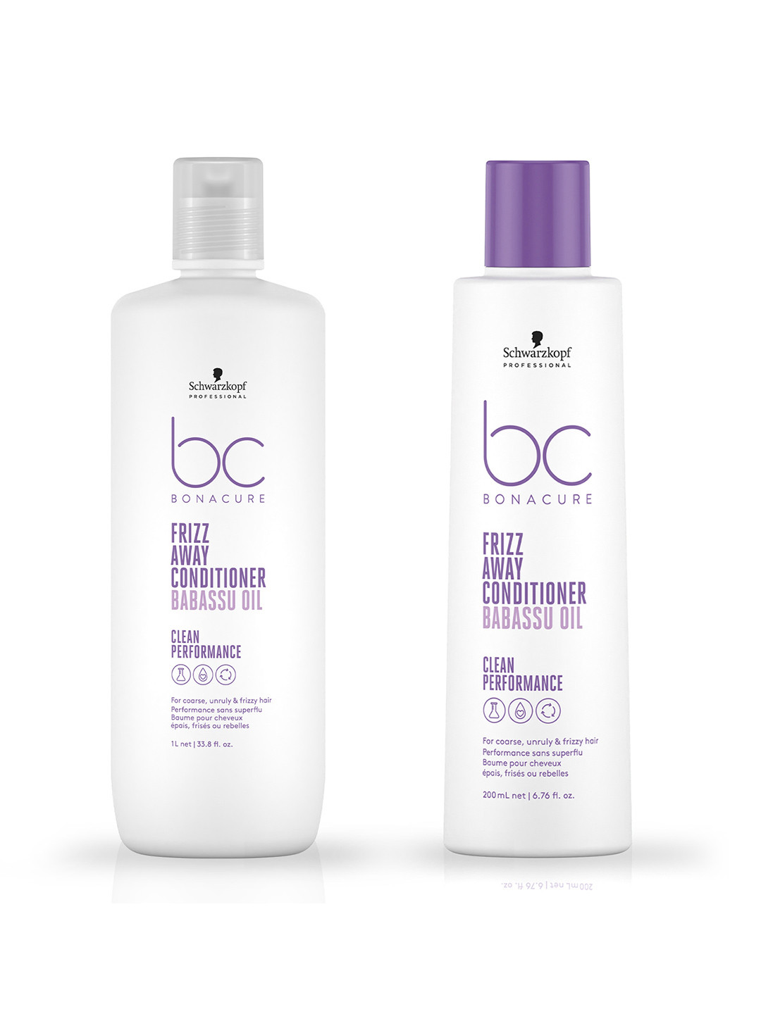 

Schwarzkopf PROFESSIONAL 2-Pcs Bonacure Frizz Away Conditioner with Babassu - 200ml & 1L, White