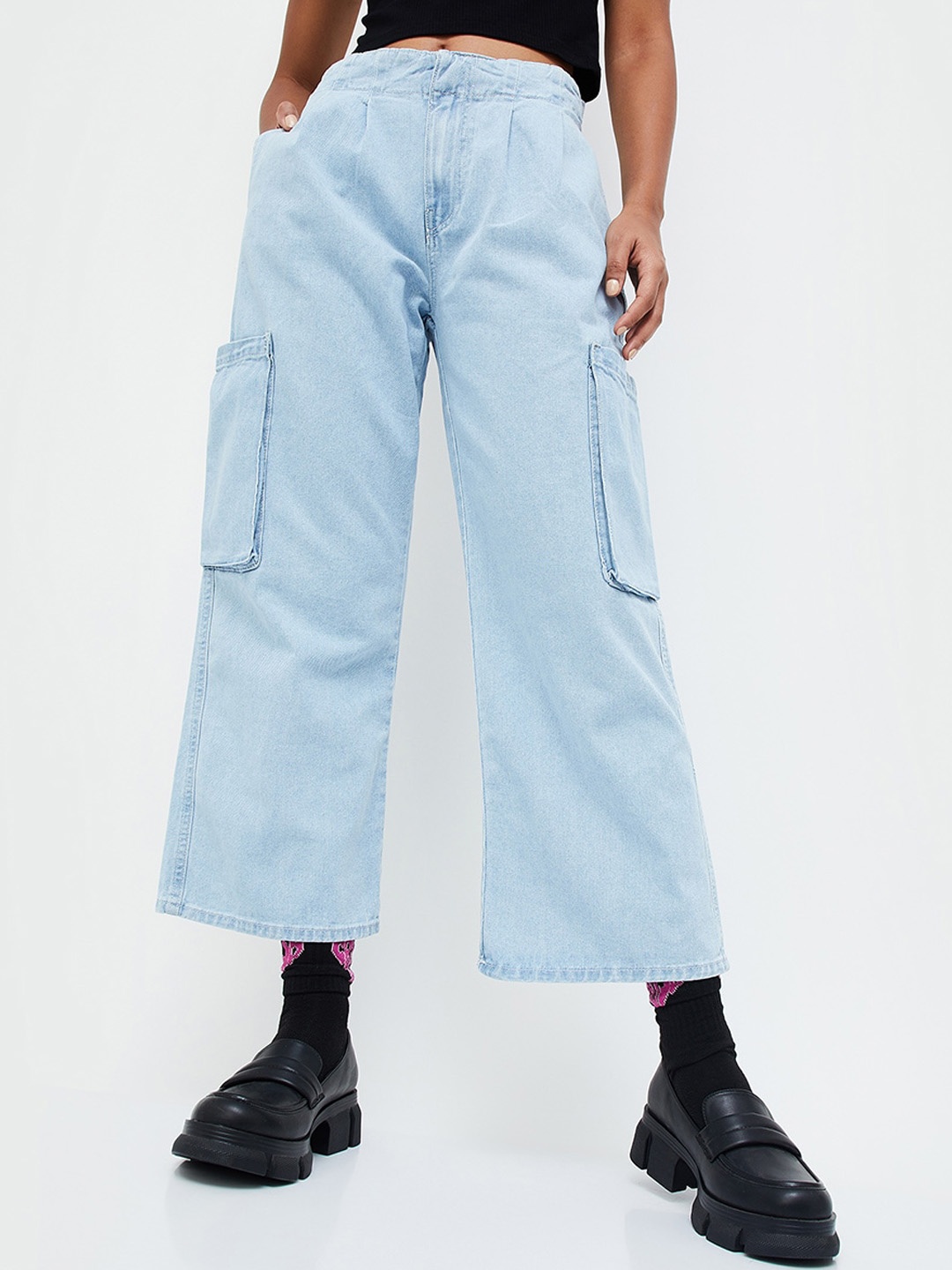 

Ginger by Lifestyle Women Wide Leg Clean Look Cotton Jeans, Multi