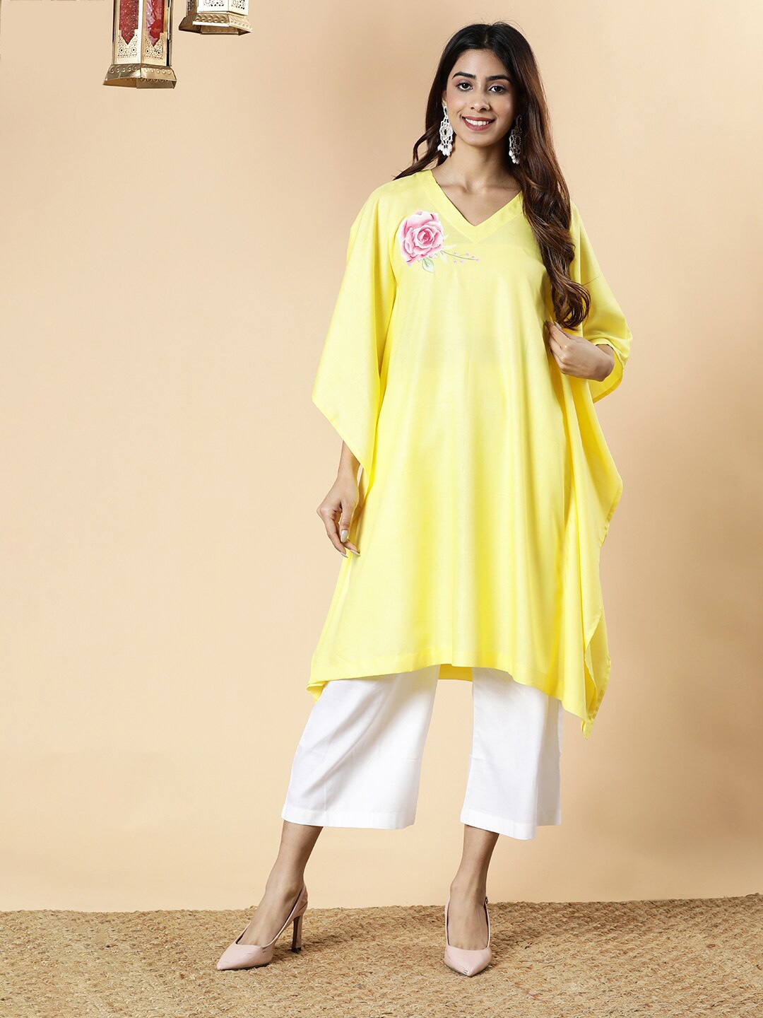 

LetsDressUp Extended Sleeves Kaftan Dress, Yellow