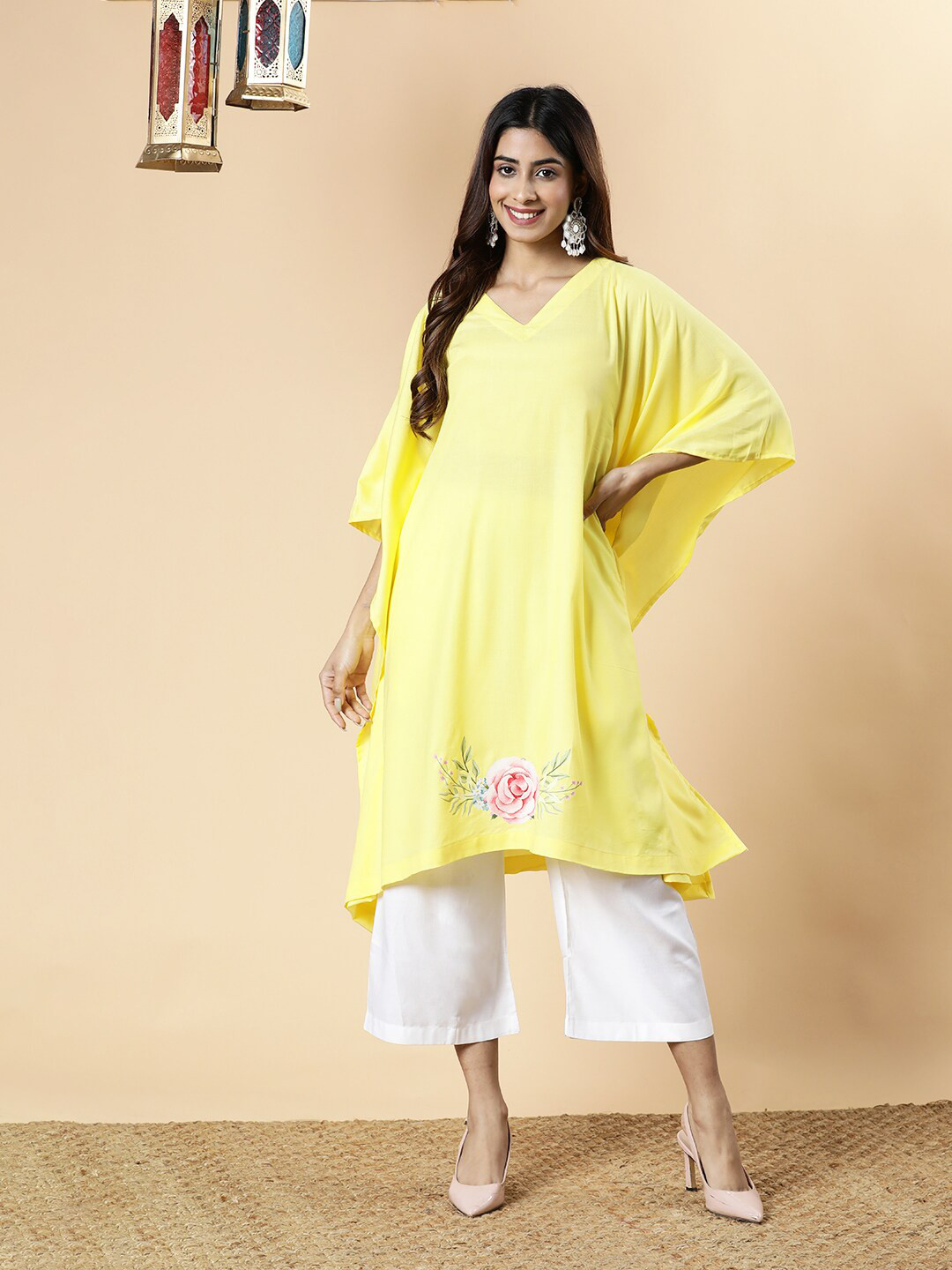 

LetsDressUp Extended Sleeves Kaftan Dress, Yellow