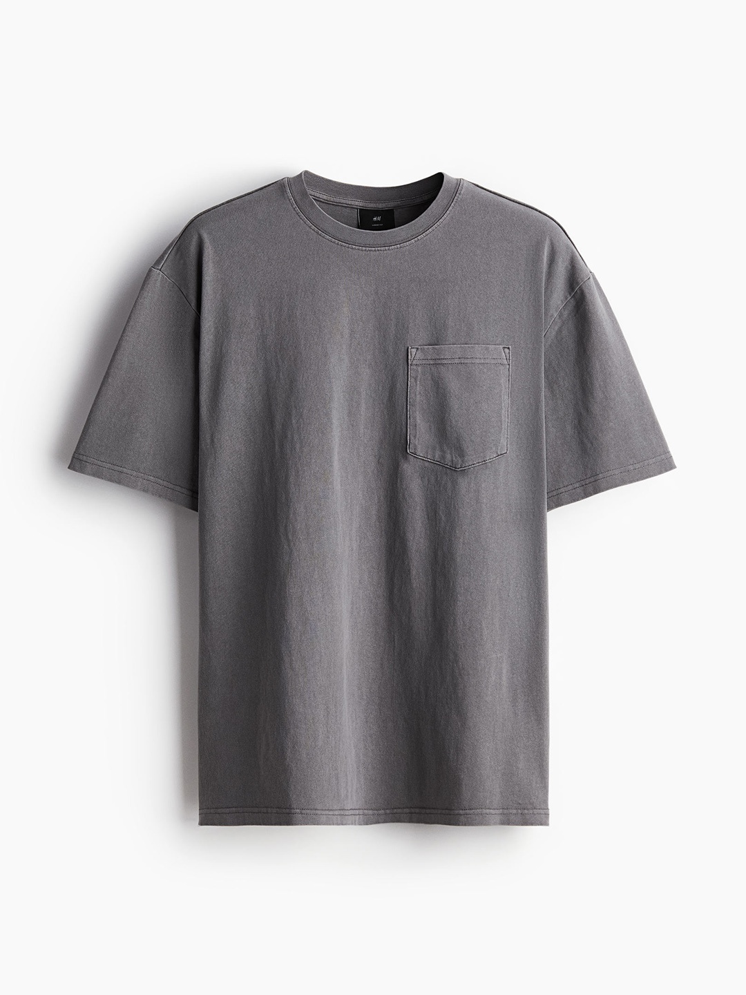

H&M Men Pure Cotton Loose Fit Washed T-shirt, Grey