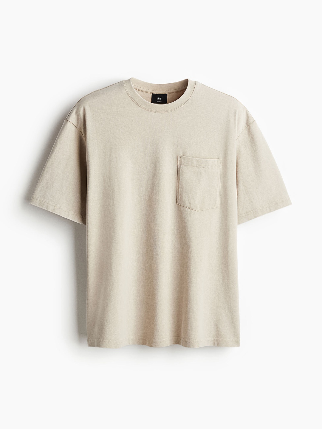 

H&M Men Pure Cotton Loose Fit Washed T-shirt, Beige
