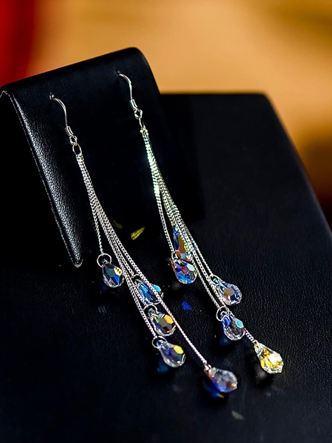 

EL REGALO Silver-Plated Contemporary Drop Earrings