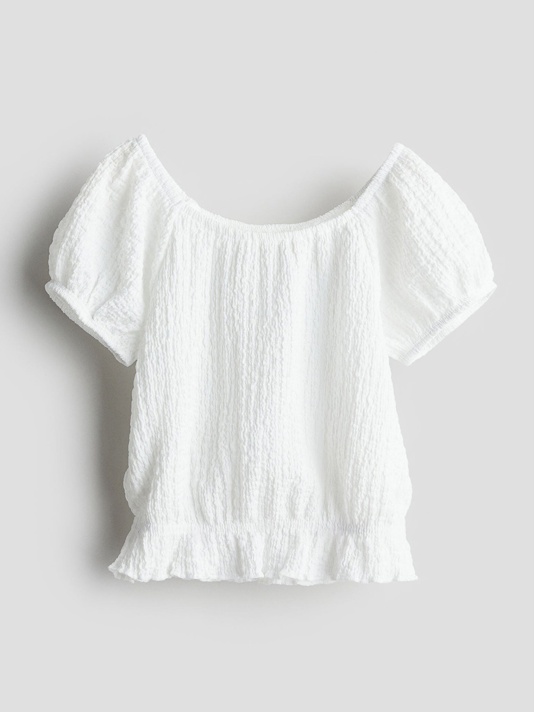 

H&M Girls Puff-Sleeved Top, White