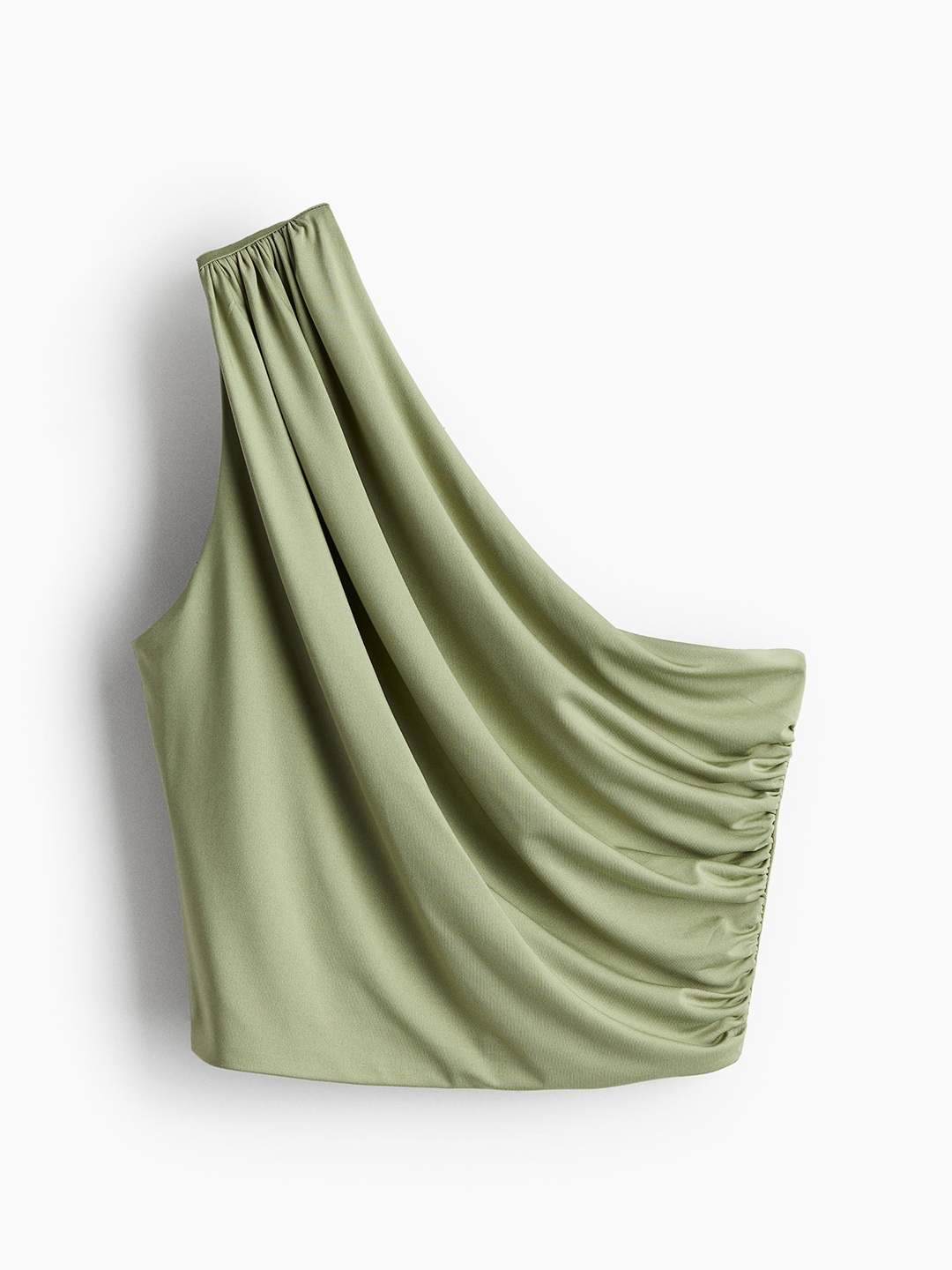 

H&M Women Cropped One-Shoulder Top, Green