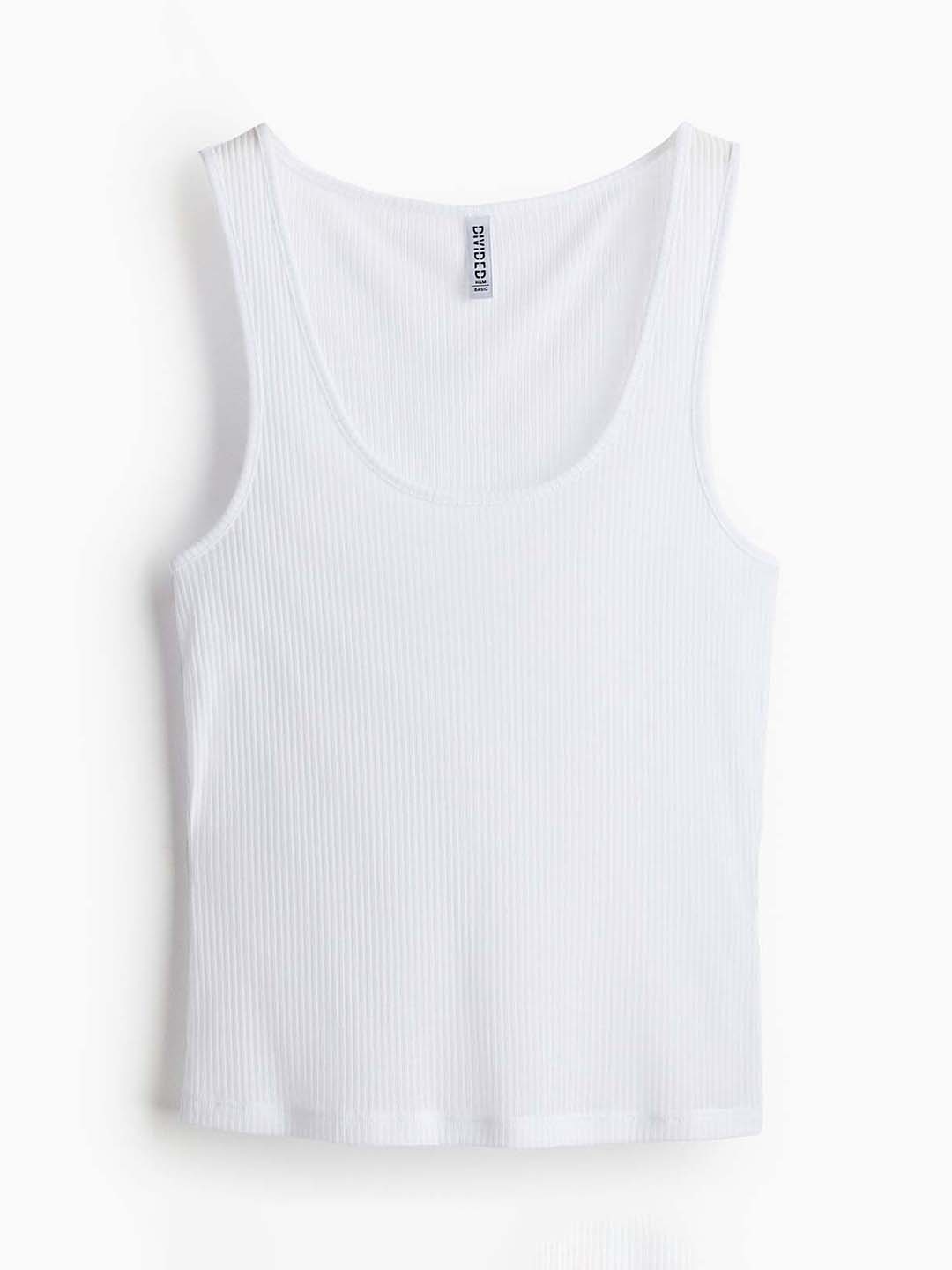 

H&M Sheer Ribbed Vest Top, White
