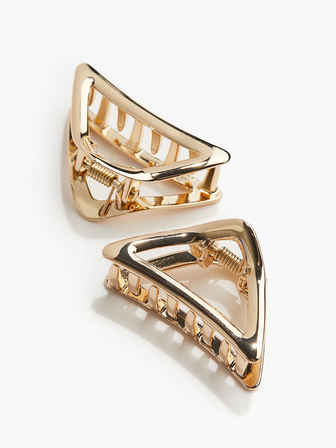 

H&M 2-Pack Triangular Metal Hair Claws, Gold