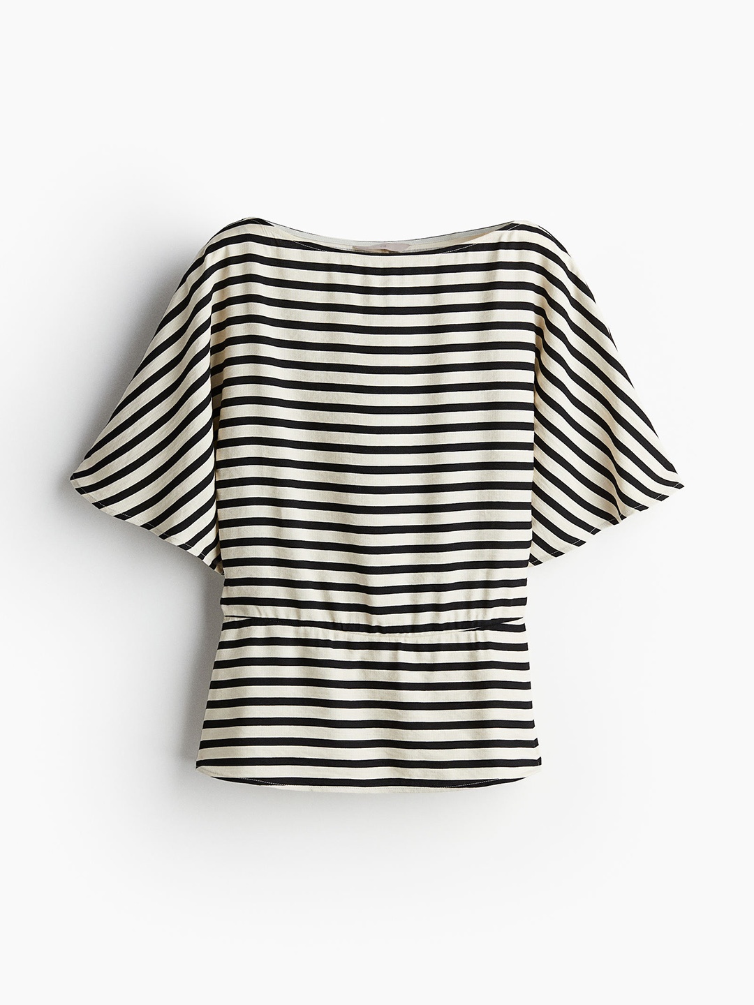 

H&M Women Tapered-Waist Blouse, Black