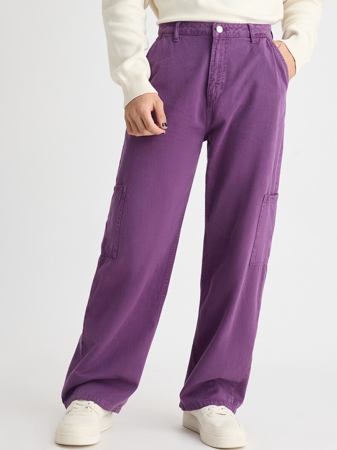 

FREAKINS Men Purple Straight Fit Cropped Clean Look Jeans
