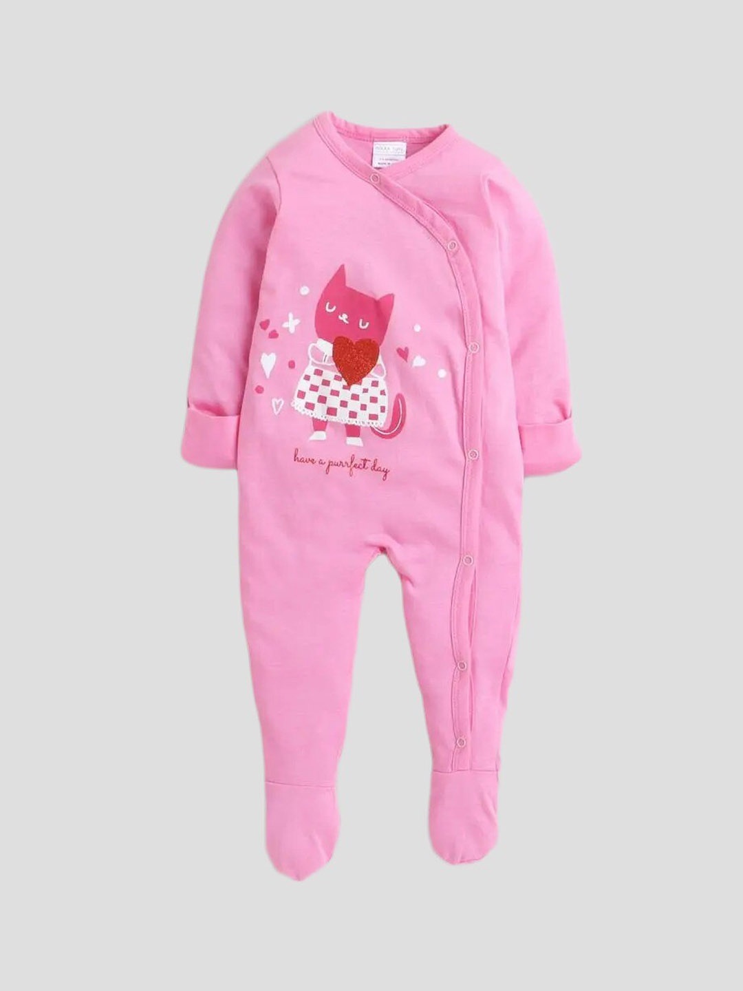 

Polka Tots Infants Printed Cotton Sleepsuit, Pink