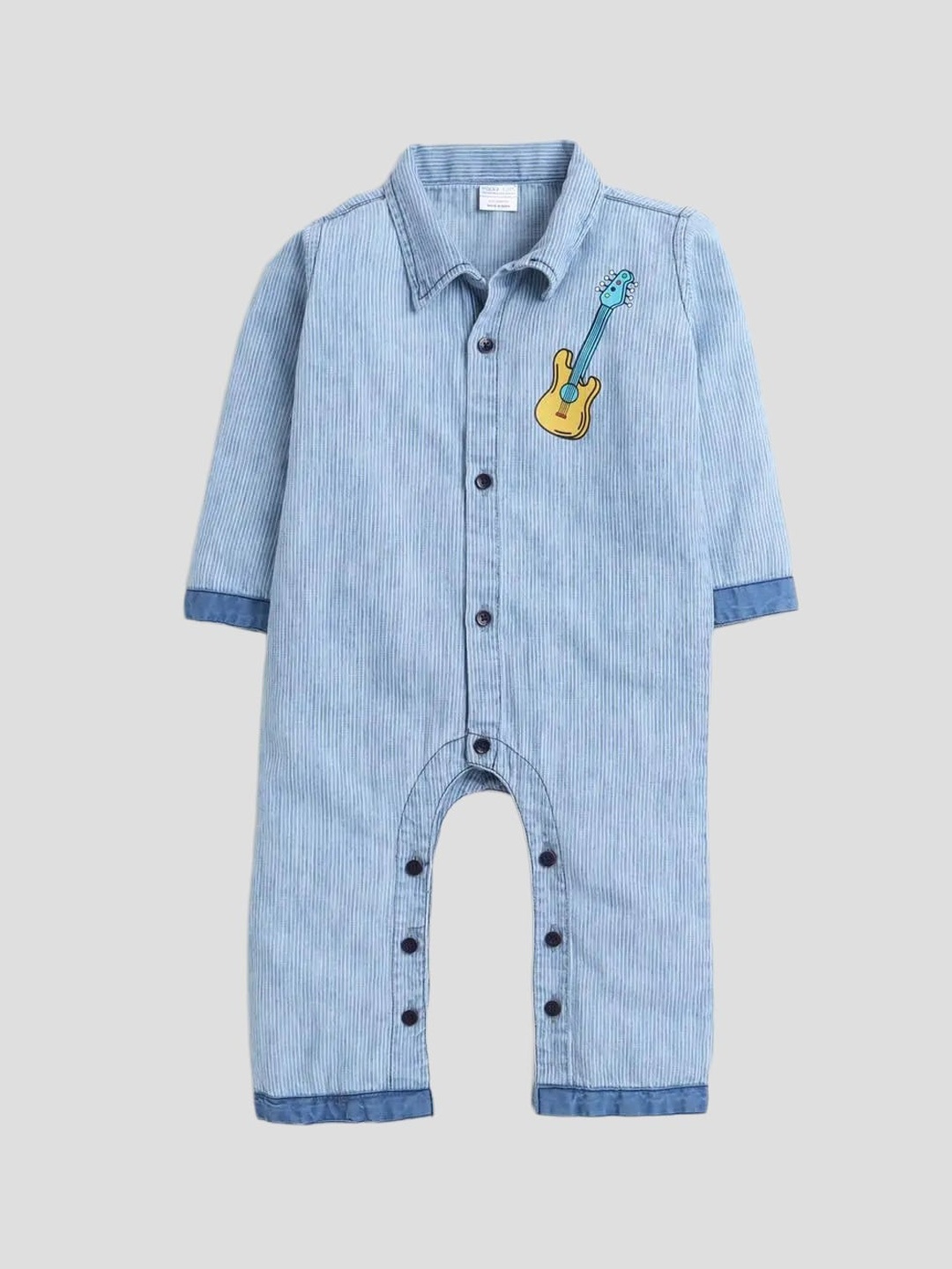 

Polka Tots Infants Striped Cotton Rompers, Blue