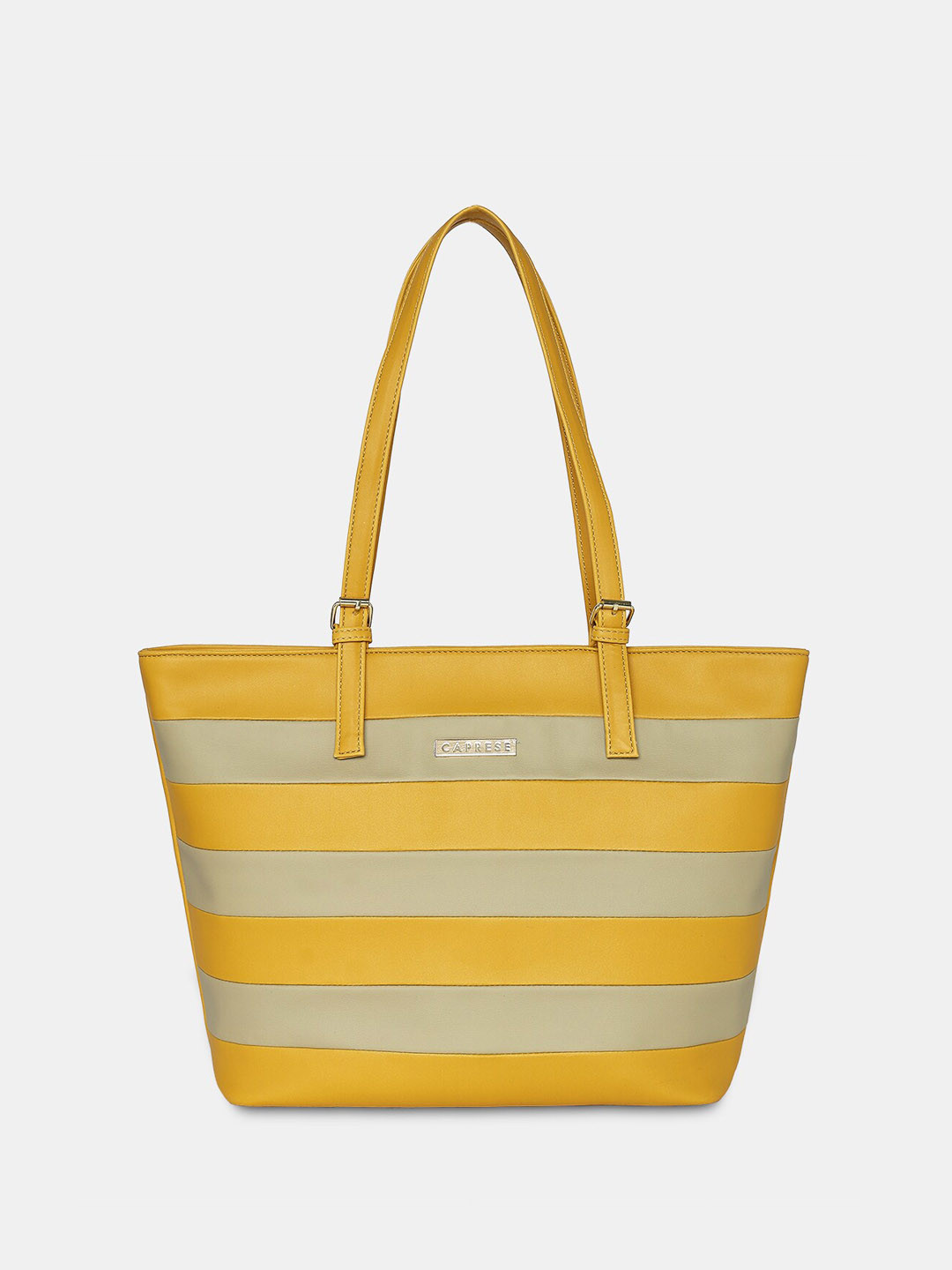 

Caprese Striped Structured Shoulder Bag, Yellow
