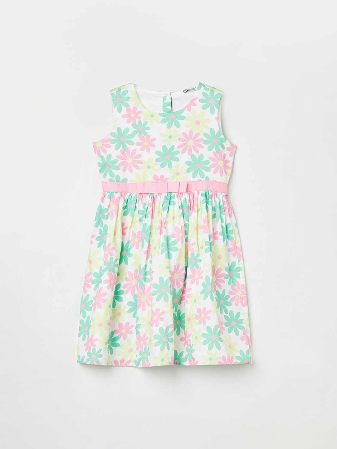 Fame Forever by Lifestyle Girls Floral Printed Cotton Fit & Flare Dress, Green