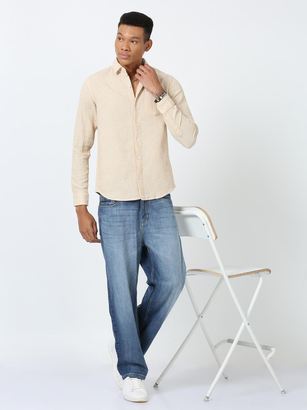 

FLY 69 Premium Spread Collar Slim Fit Opaque Casual Shirt, Yellow