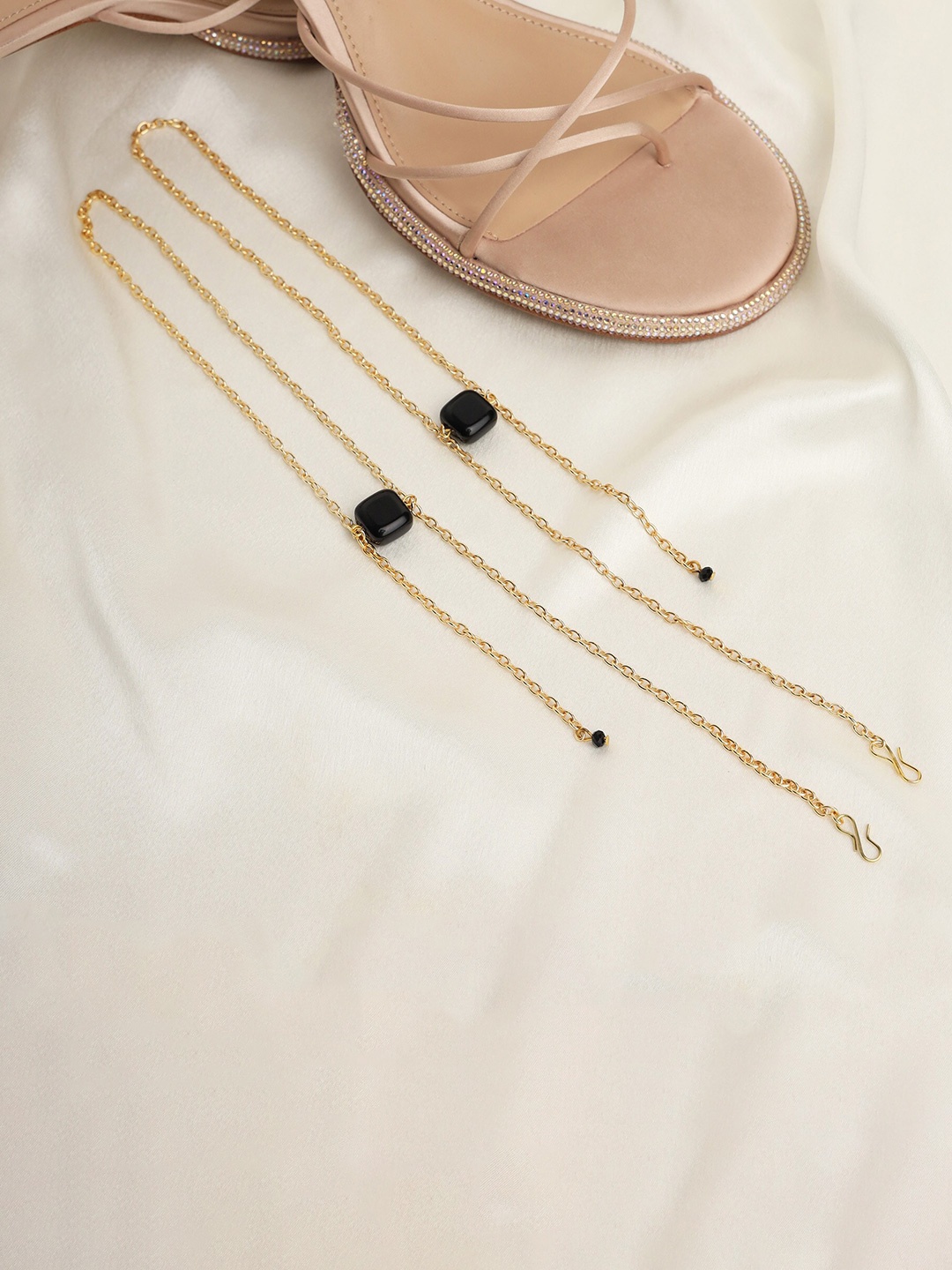 

BeAbhika Set Of 2 Gold-Plated Heel Wrap Anklets