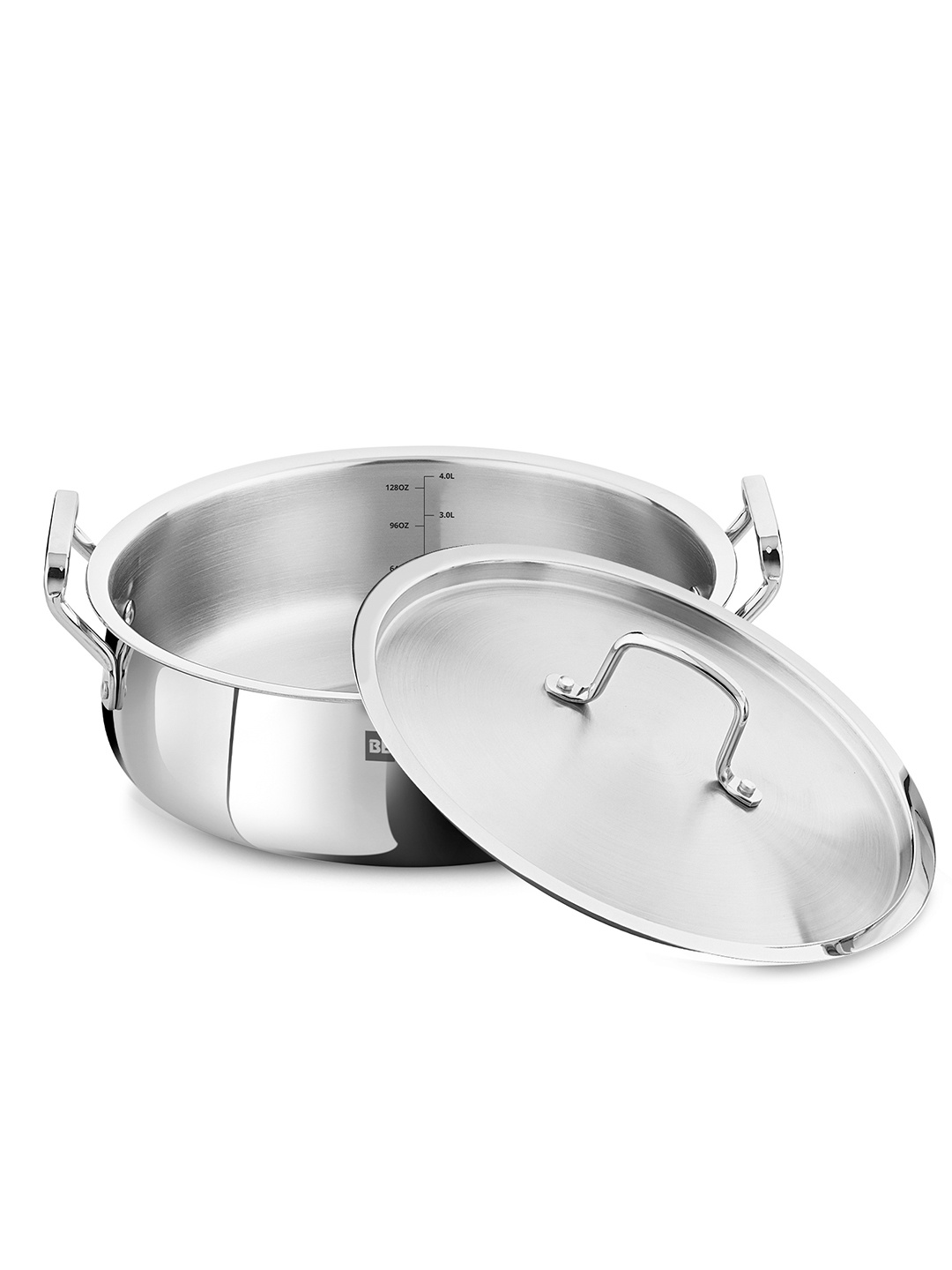 

BERGNER BE Essential Tri-Ply Grey Induction Ready Cooking Handi With Lid, Silver