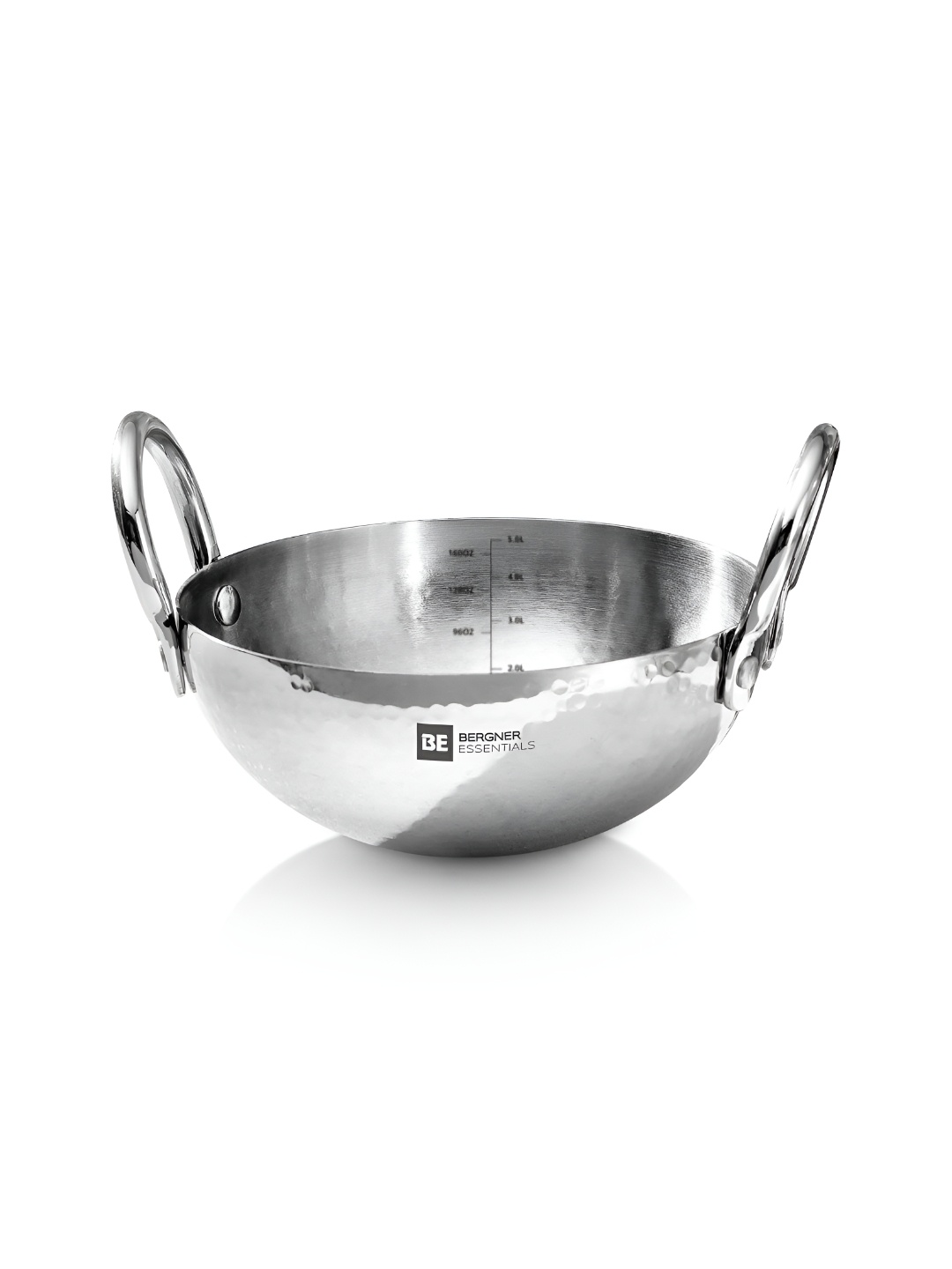 

BERGNER BE Essential Gas Stove Compatible Hammered Kadai (1.85 L), Silver