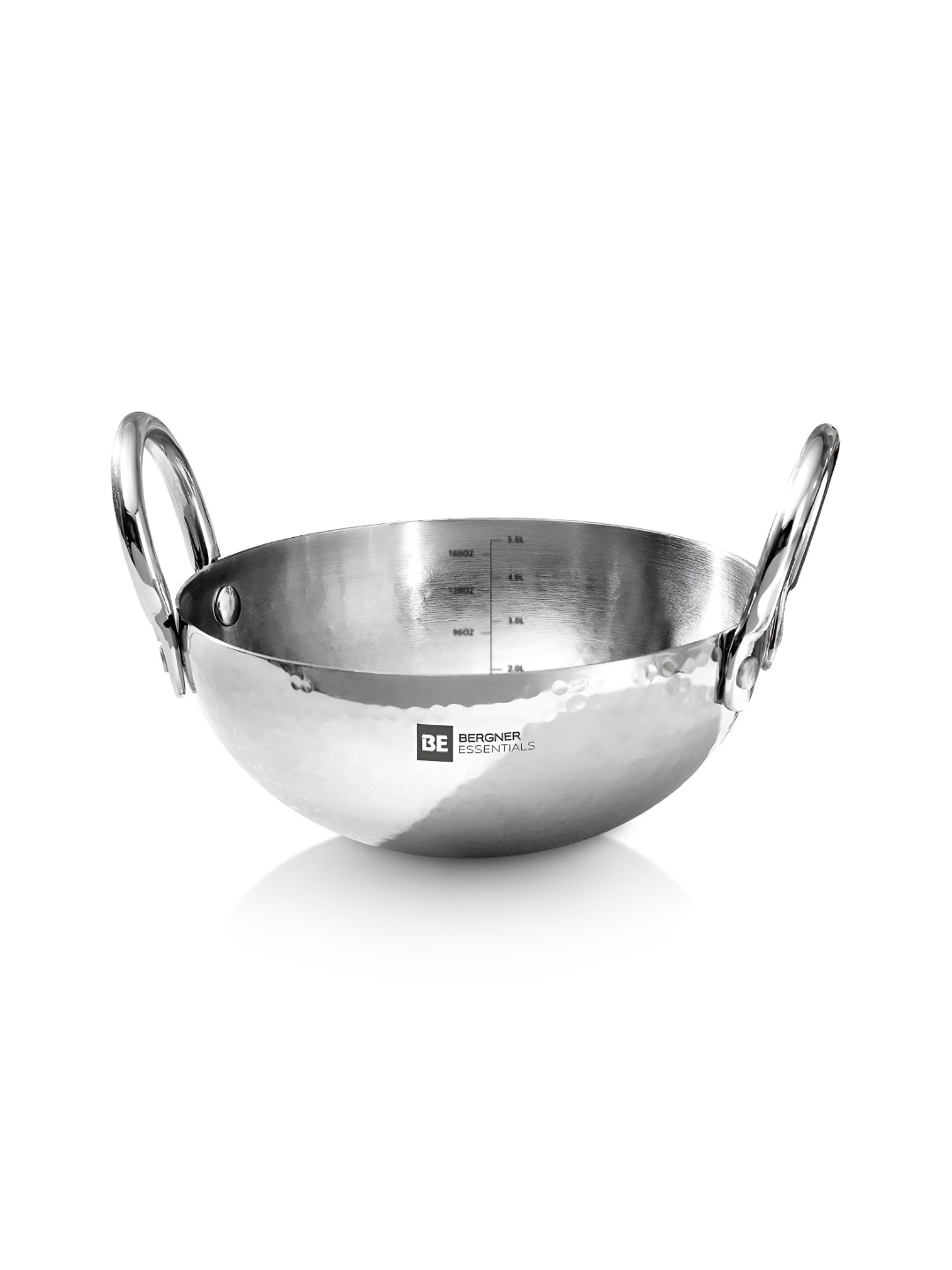 

BERGNER BE Essential Stainless Steel Hammered Kadai 2.9L, Grey