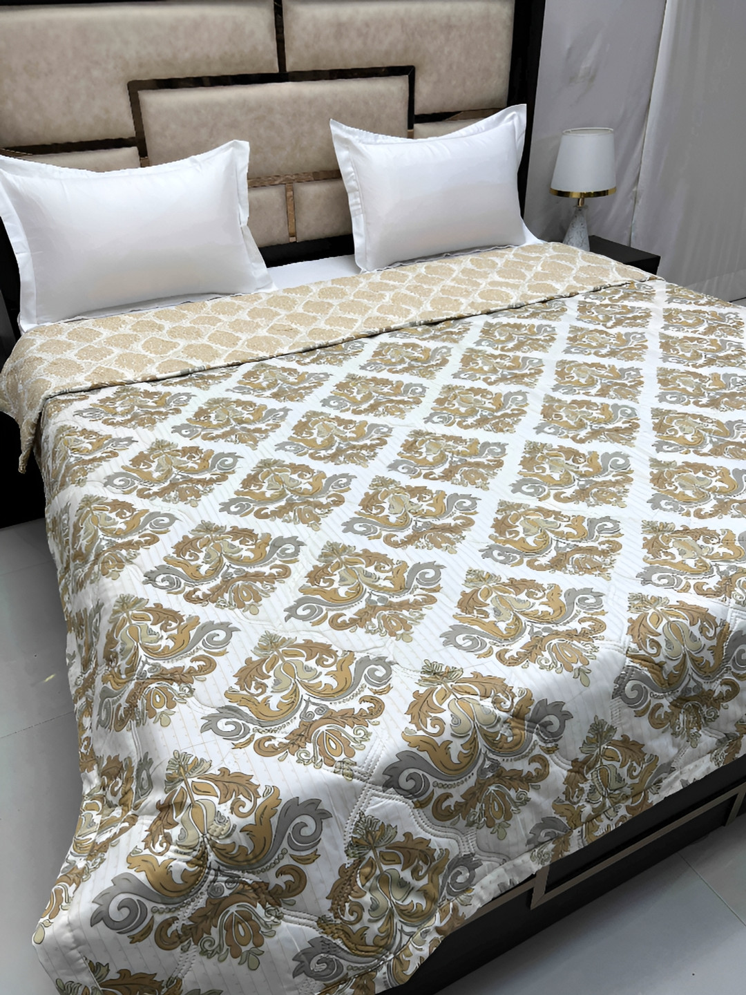 

Pure Decor Brown & White Ethnic Motifs AC Room 233 GSM Double Bed Comforter