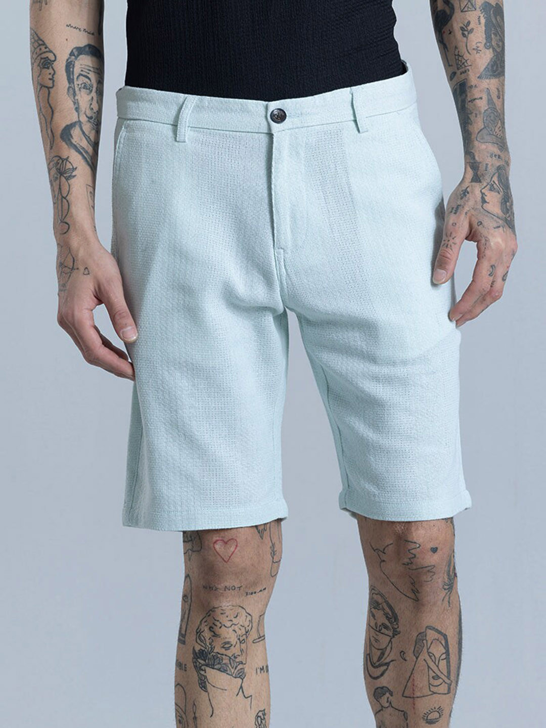 

Snitch Men Printed Slim Fit Cotton Shorts, Green