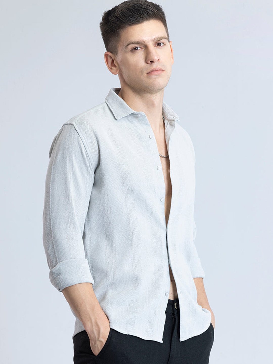 

Snitch Classic Slim Fit Opaque Casual Shirt, Grey