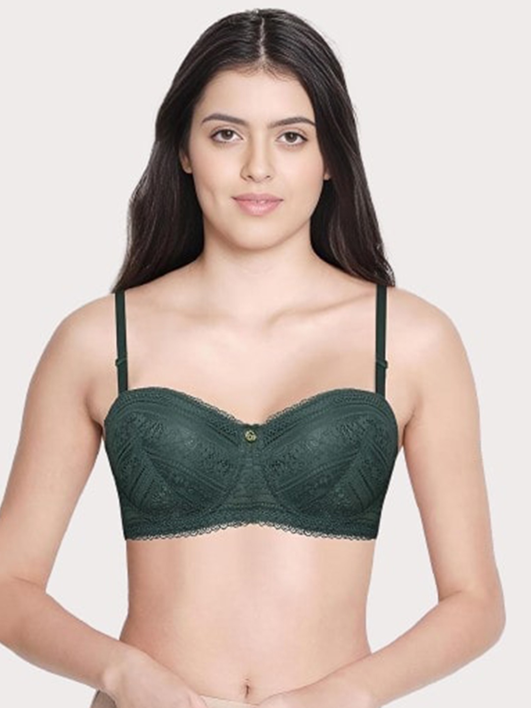 

Susie Medium Coverage Underwired Lightly Padded Balconette Bra With All Day Comfort, Green