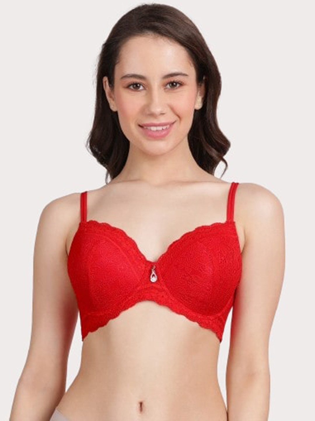 

Susie Medium Coverage Underwired Lightly Padded Balconette Bra With All Day Comfort, Red