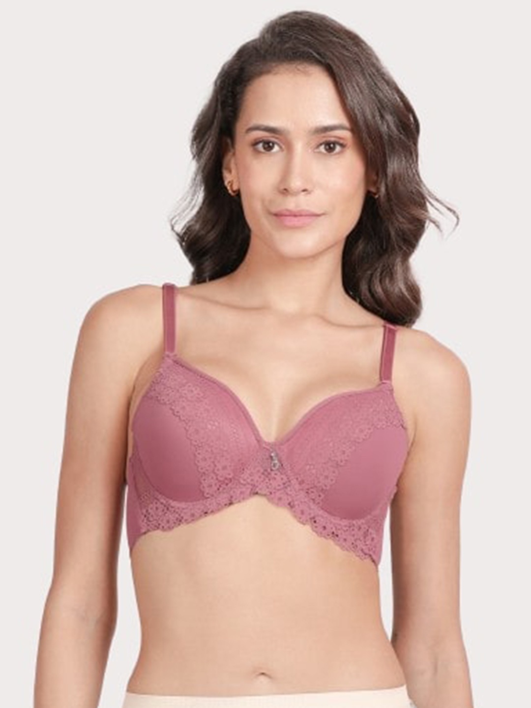 

Susie Floral Lace Medium Coverage Lightly Padded Balconette Bra With All Day Comfort, Pink
