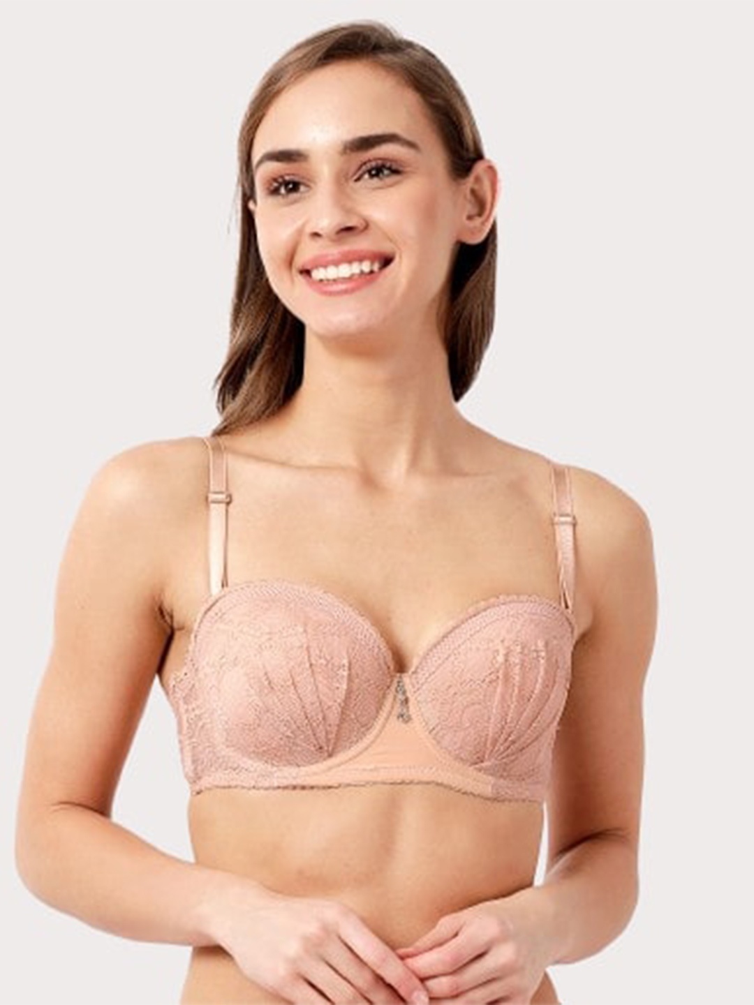 

Susie Floral Lace Medium Coverage Lightly Padded Balconette Bra With All Day Comfort, Beige