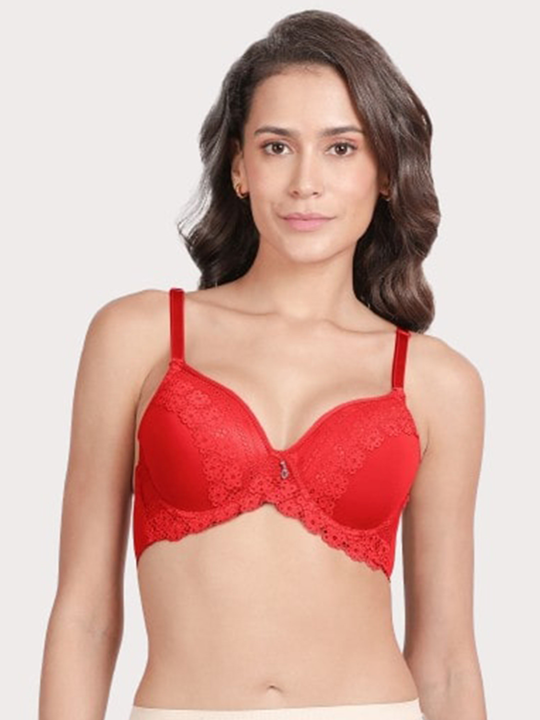 

Susie Medium Coverage Underwired Lightly Padded Balconette Bra with all Day Comfort, Red