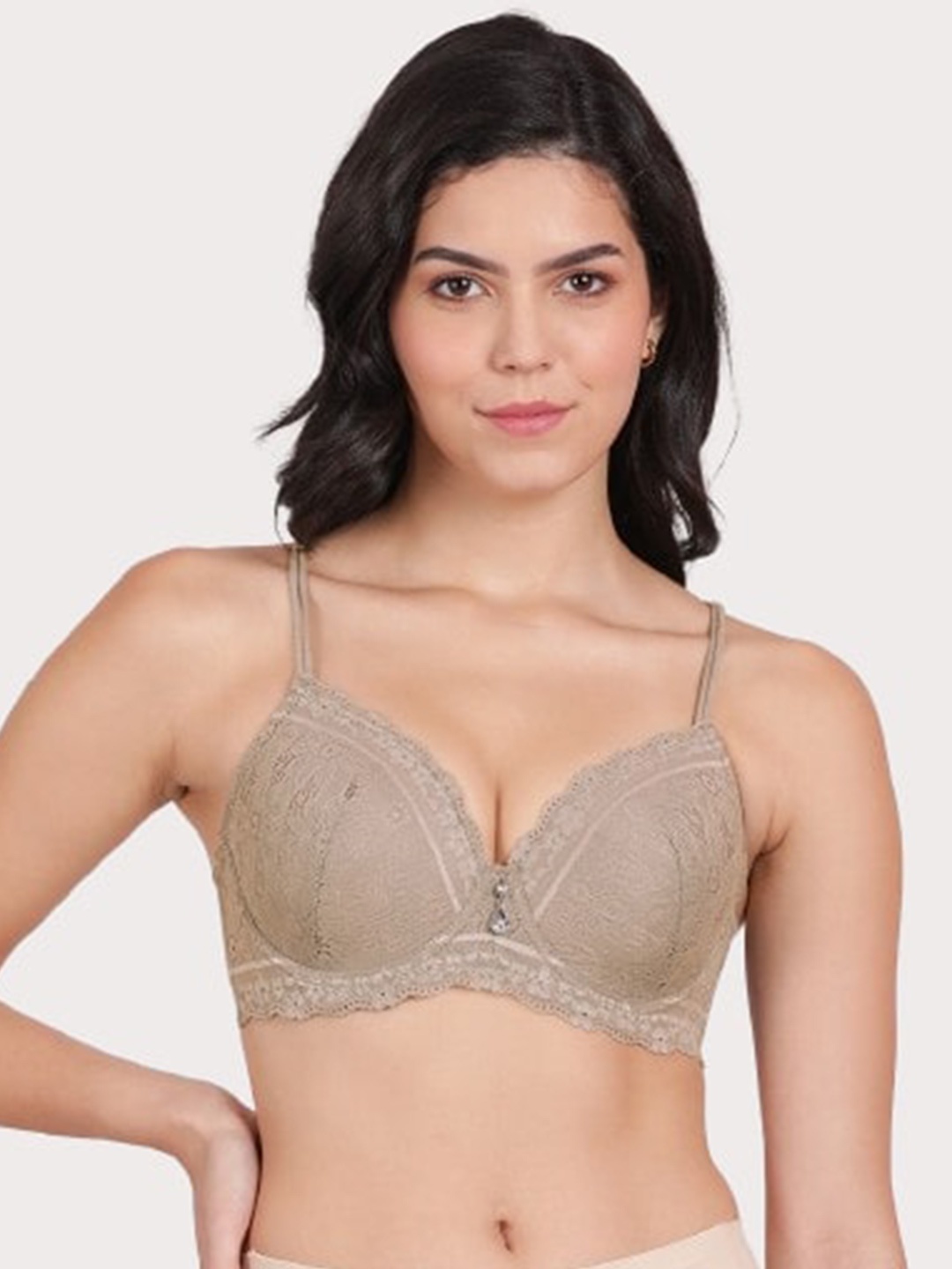 

Susie Floral Lace Medium Coverage Lightly Padded Balconette Bra With All Day Comfort, Grey