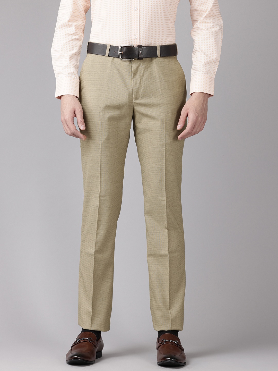 

Park Avenue Men Self-Design Formal Trousers, Beige