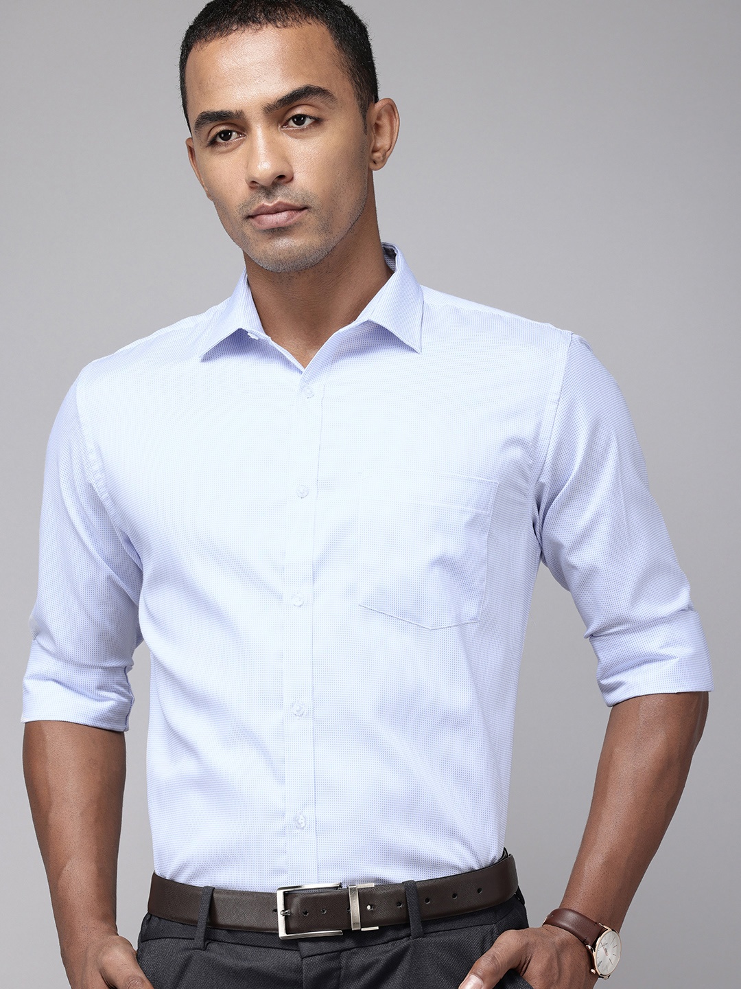 

Park Avenue Men Slim Fit Micro Ditsy Print Work Formal Shirt, Blue