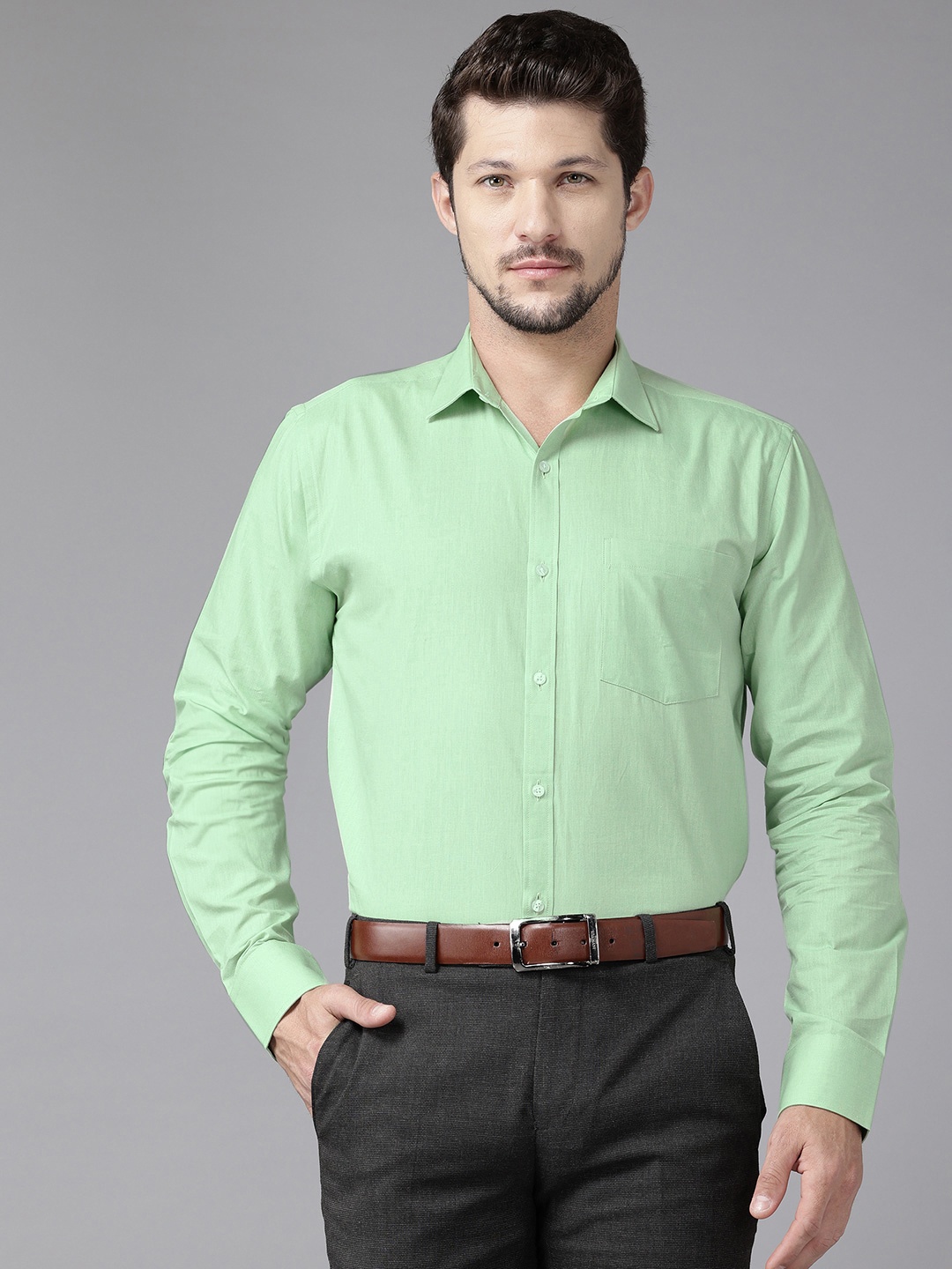 

Park Avenue Slim Fit Pure Cotton Formal Shirt, Green
