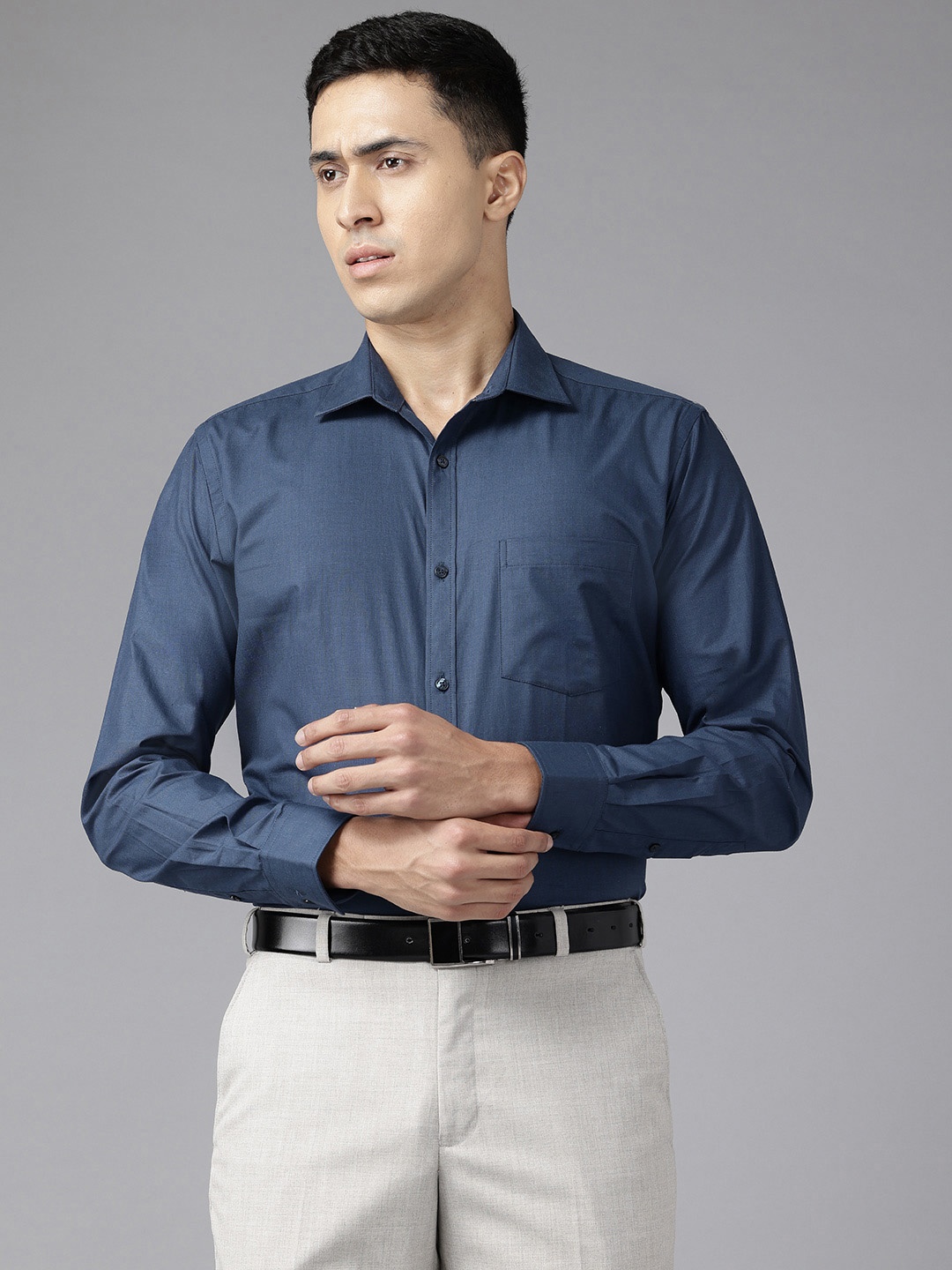 

Park Avenue Slim Fit Pure Cotton Formal Shirt, Navy blue